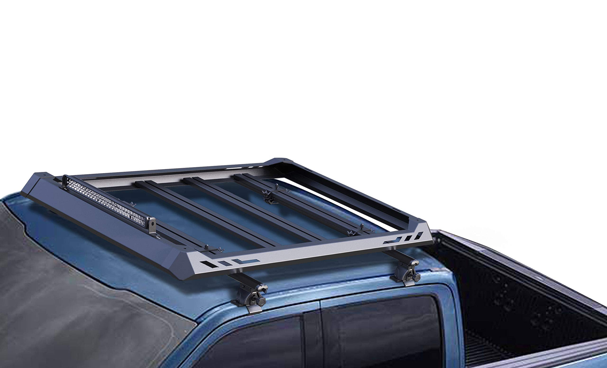 Black Horse Traveler Aluminum Roof Mounted Cargo Basket Rack (50'X14'X9') Black Compatible With 2016-2023 Toyota Tacoma-Trrb260