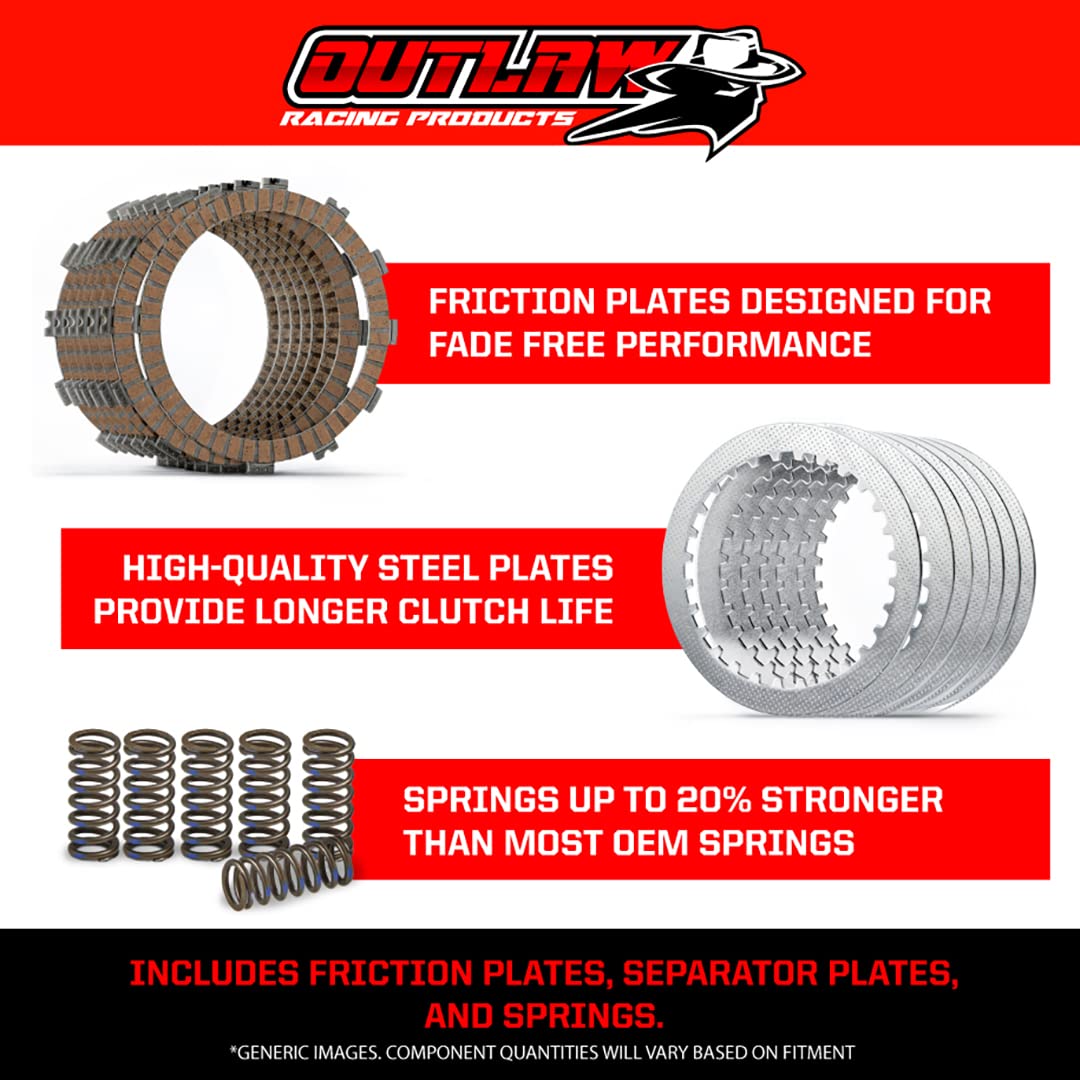 Outlaw Racing Orc148 Complete Clutch Repair Rebuild Kit - Includes Springs Steel & Fiber Plates - Compatible With Honda Crf450R