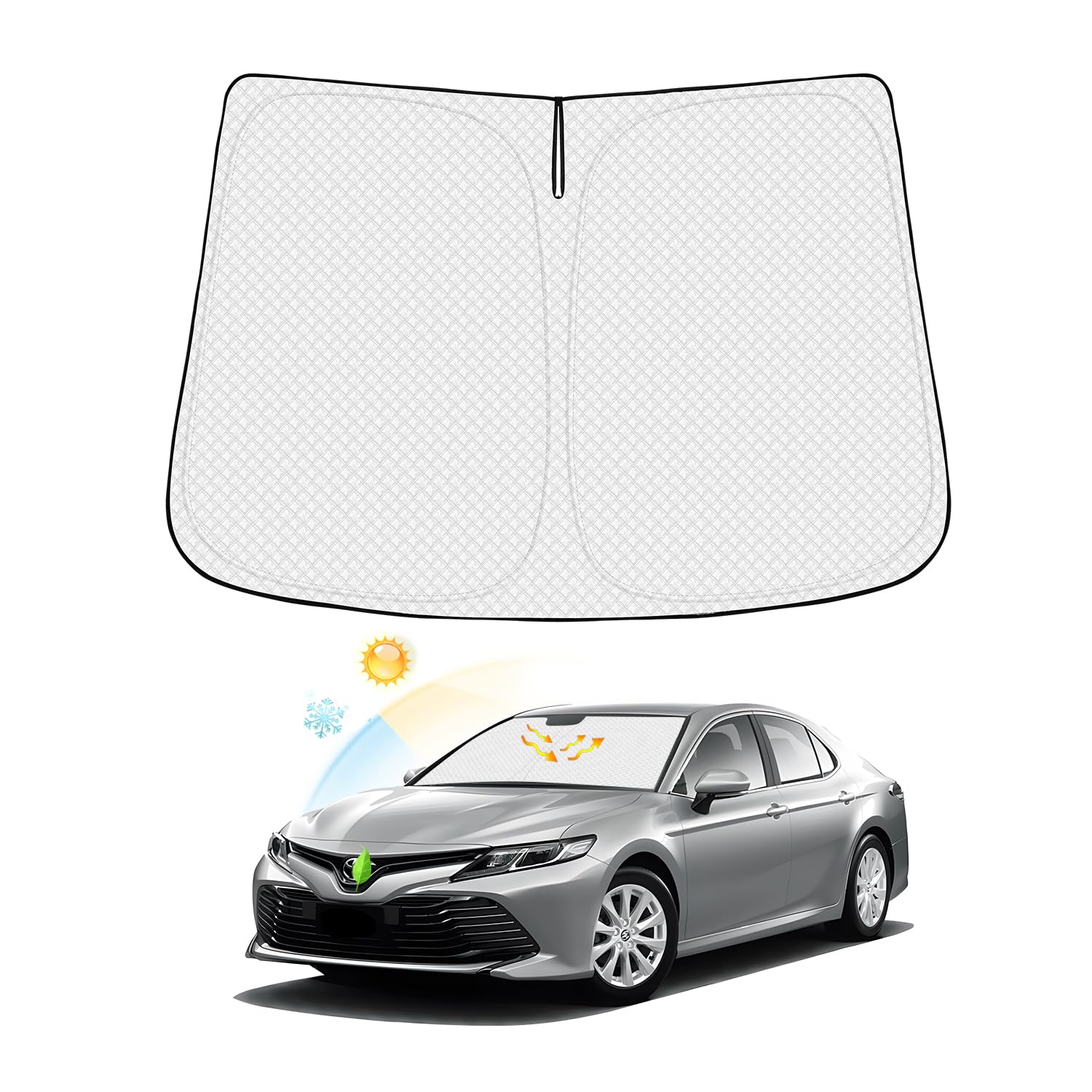 Canvcle Windshield Sun Shade For 2018-2024 Toyota Camry Accessories Thicken 6-Layer Foldable Front Window Sunshade Cover Sun Vis