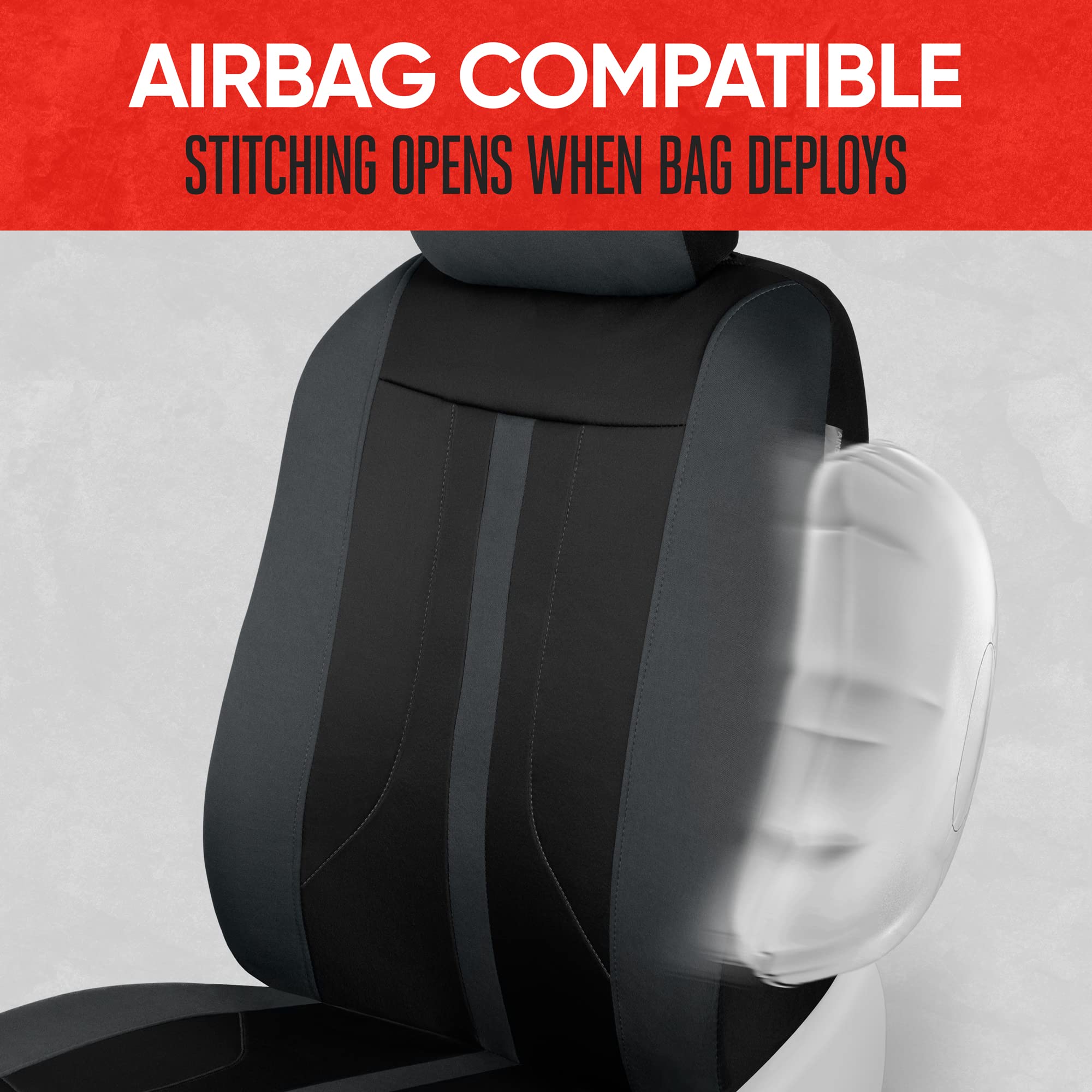 Motor Trend Gray Cloth Front Seat Covers - Premium Bucket Seat Covers For Vehicles With Removable Headrests, Car, Truck, Van And