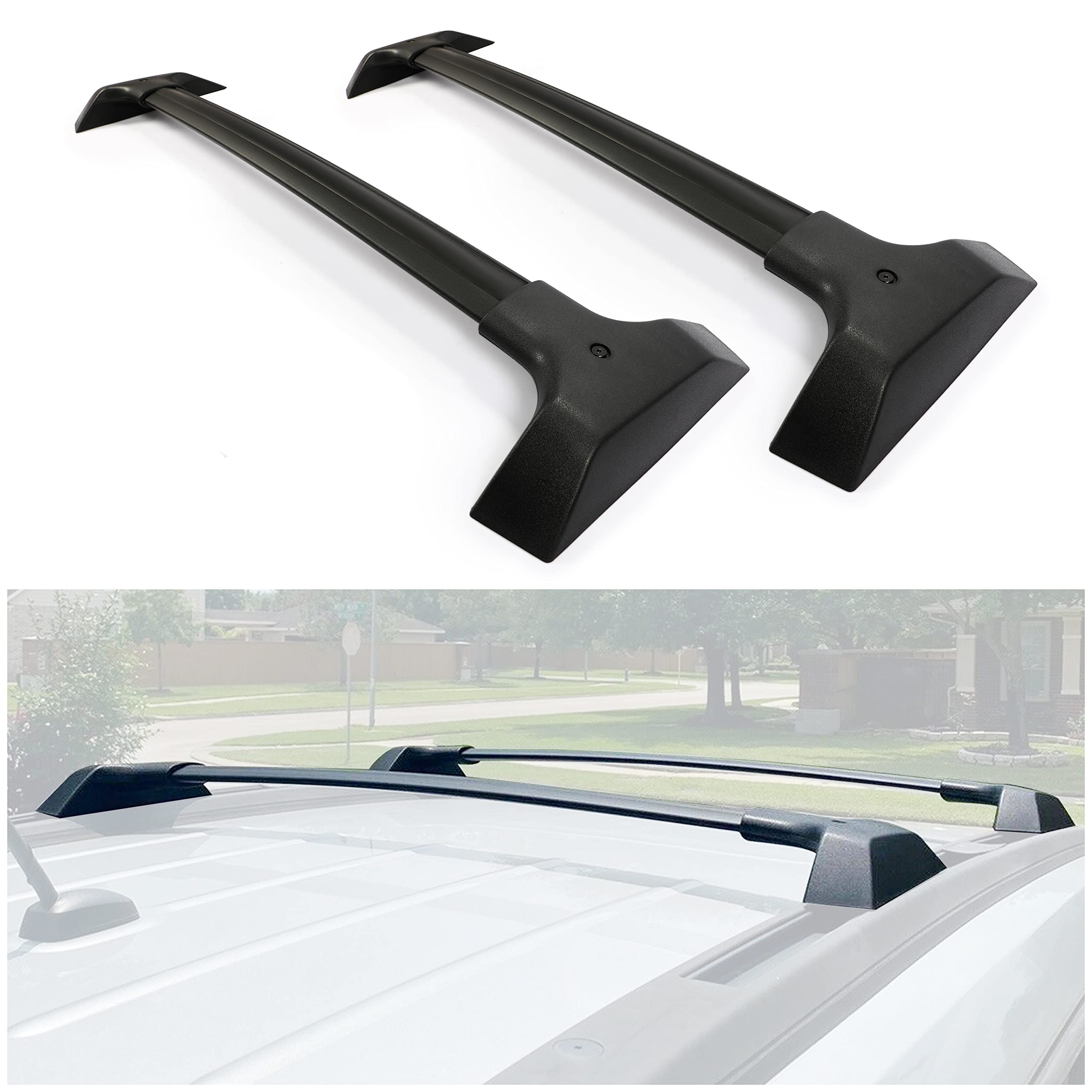Ecotric Aluminum Roof Rack Cross Bars Compatible With 2009-2017 Chevy Traverse Top Rail Luggage Cargo Carrier (1 Pair) C Channels Are Not Included