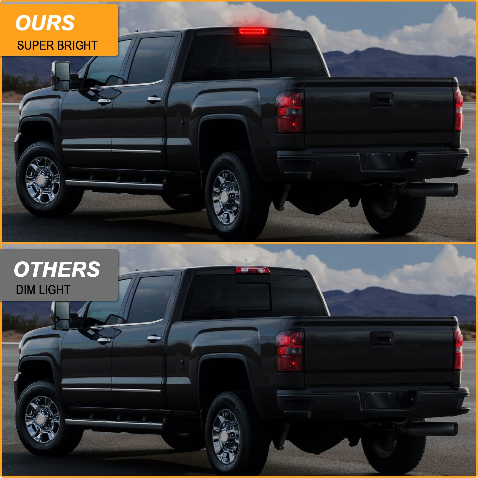 F1 Style Strobe Led Third Brake Lights For 2014-2019 Silverado Sierra 1500 2500Hd 3500Hd Roof Cargo Light High Mount Stop Lamp 3Rd Brake Light Pickup Truck Smoked Lens, Oem# 23509162 | 20979071