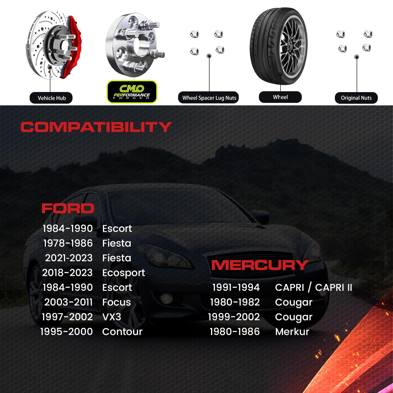 Customadeonly 4x4.25 Wheel Spacers for Contour Escort Focus Fusion Mercury Cougar with 4 Lug (2pcs 1.5'' Thick) Hubcentric 63.4m