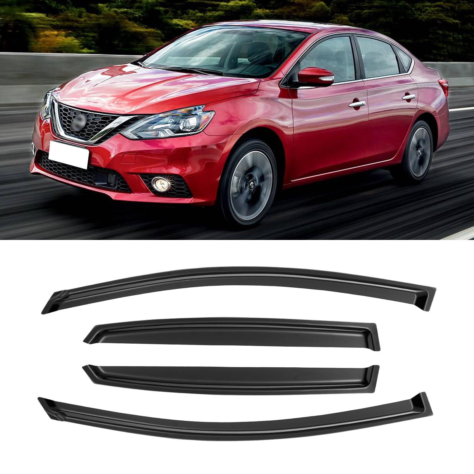 Cmvt Auto Window Visors For 2013-2019 Nissan Sentra, Rain Guards Shields Vent Shade Deflector Dark Smoke 2014 2015 2016 2017 201
