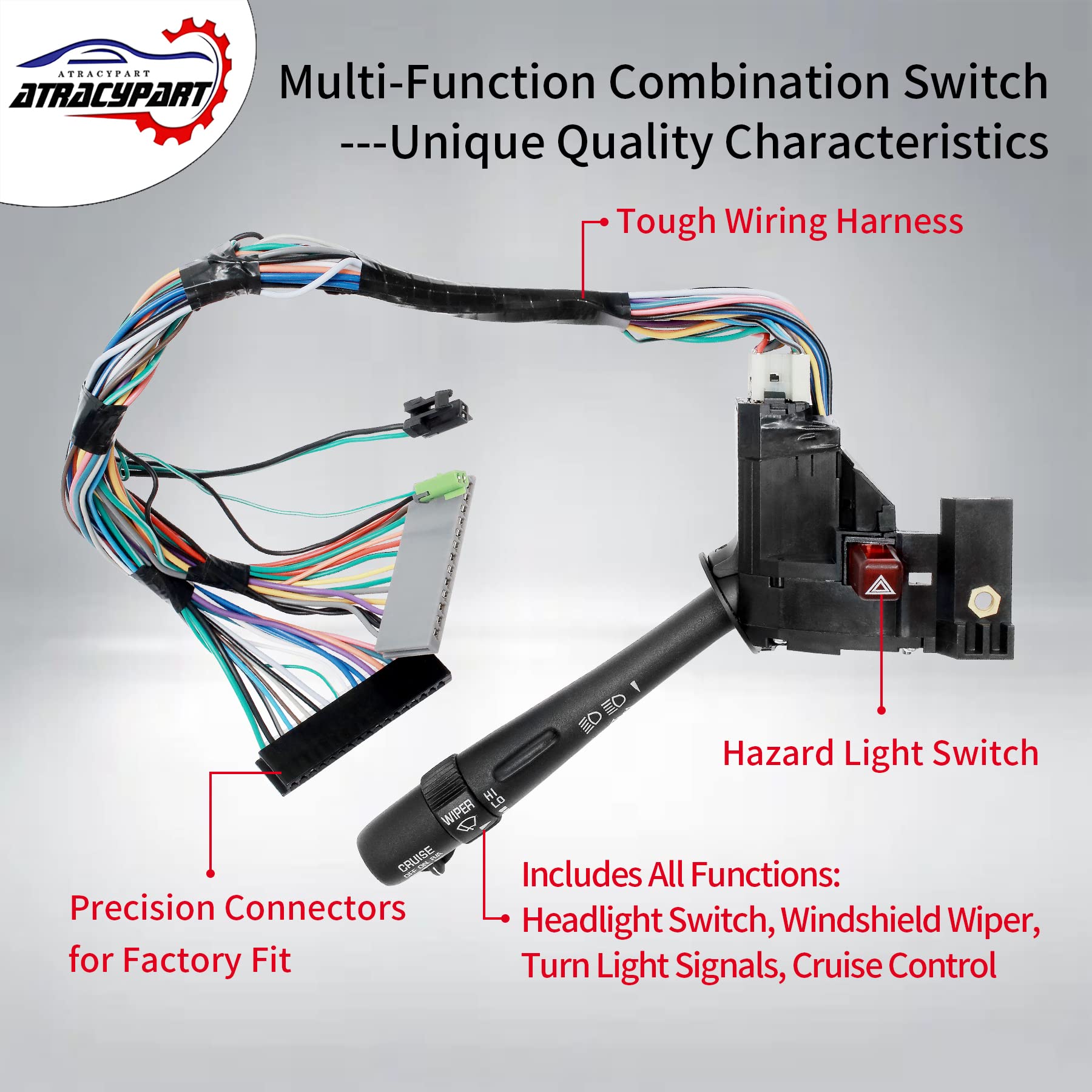 Multi-Function Combination Switch | Replacement For 1999-2002 Chevy Silverado, Gmc Yukon & More | Replaces# 26100839, 3441937, Cbs-1038 | Turn Signal, Wiper, Washers, Hazard Switch, Cruise Control