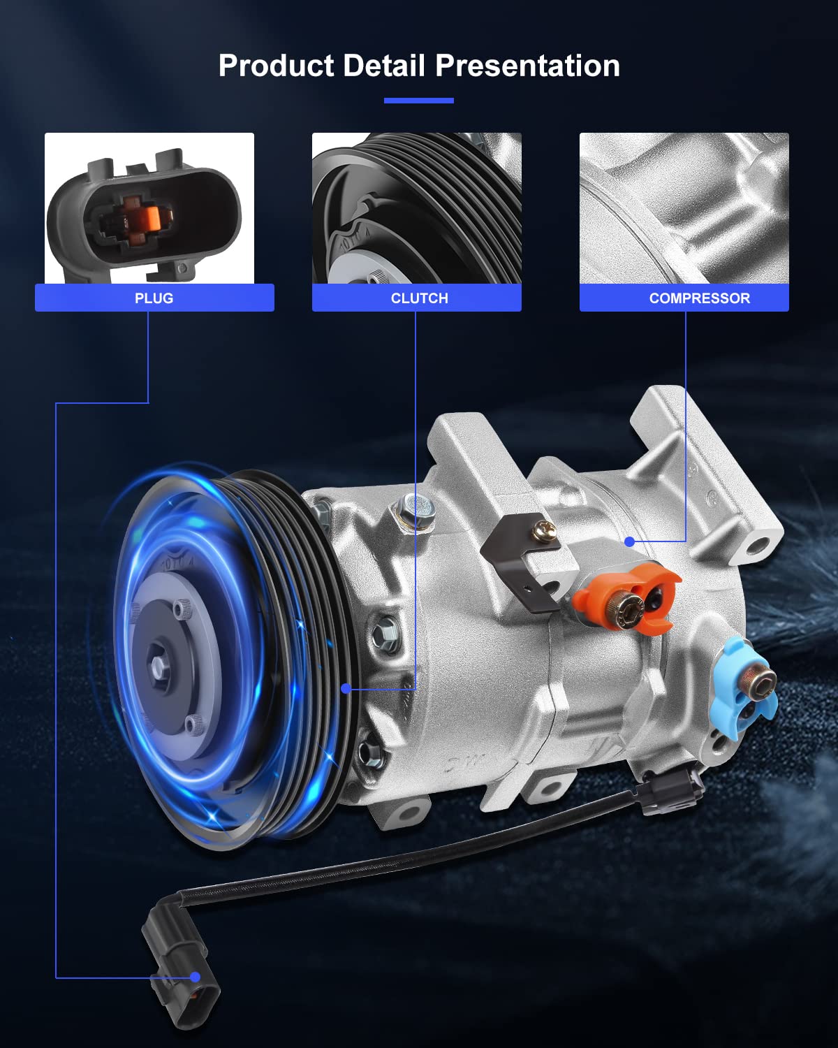 Eccpp Ac Compressor 2012-2017 Fit For Hyundai Accent 2012-2017 For Kia Rio 1.6L Air Conditioning Compressor