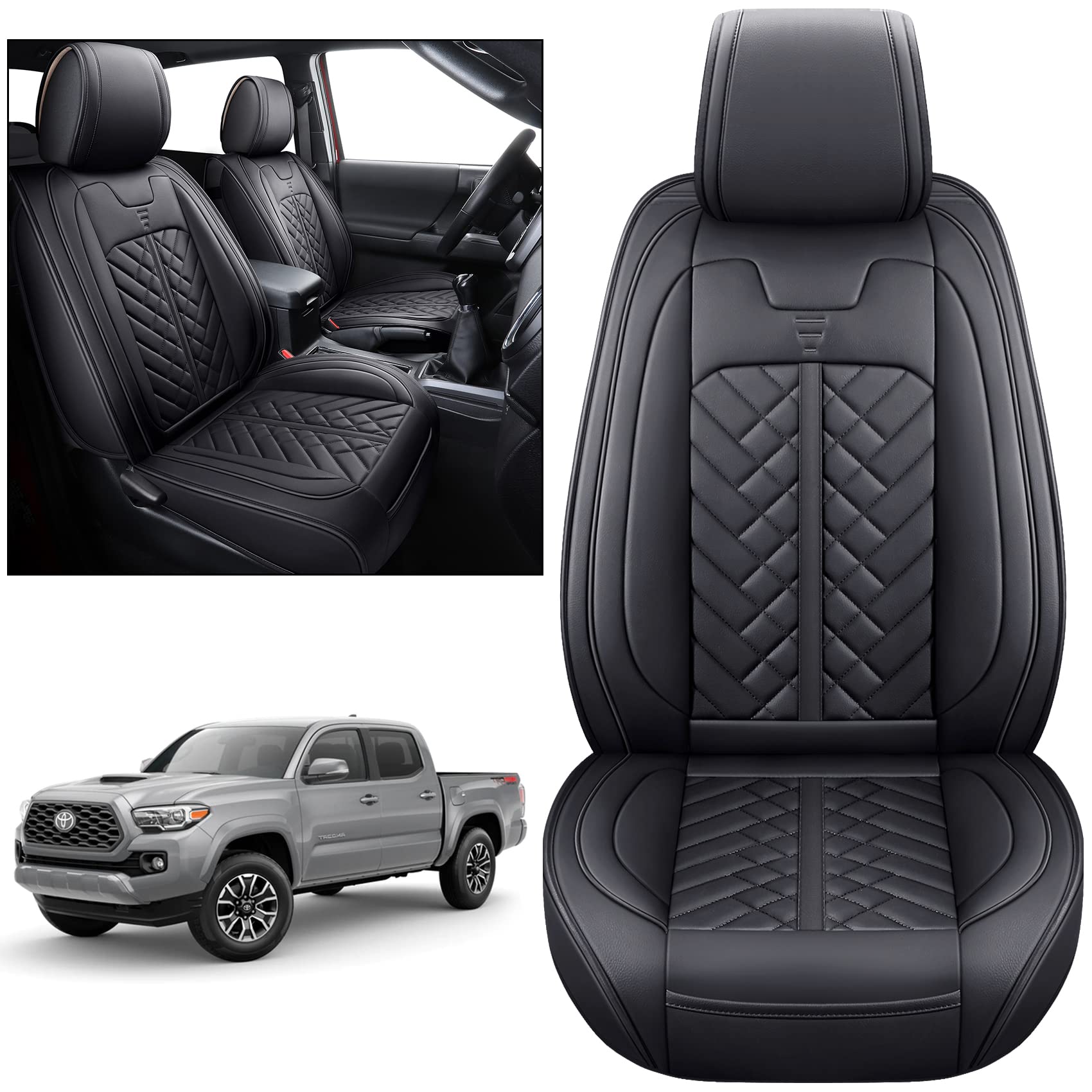 Tomatoman Toyota Tacoma Seat Covers Front Custom for 2005-2022 2023 2024 2025 Trucks Access Crew Extended Double Cab TRD Sports 