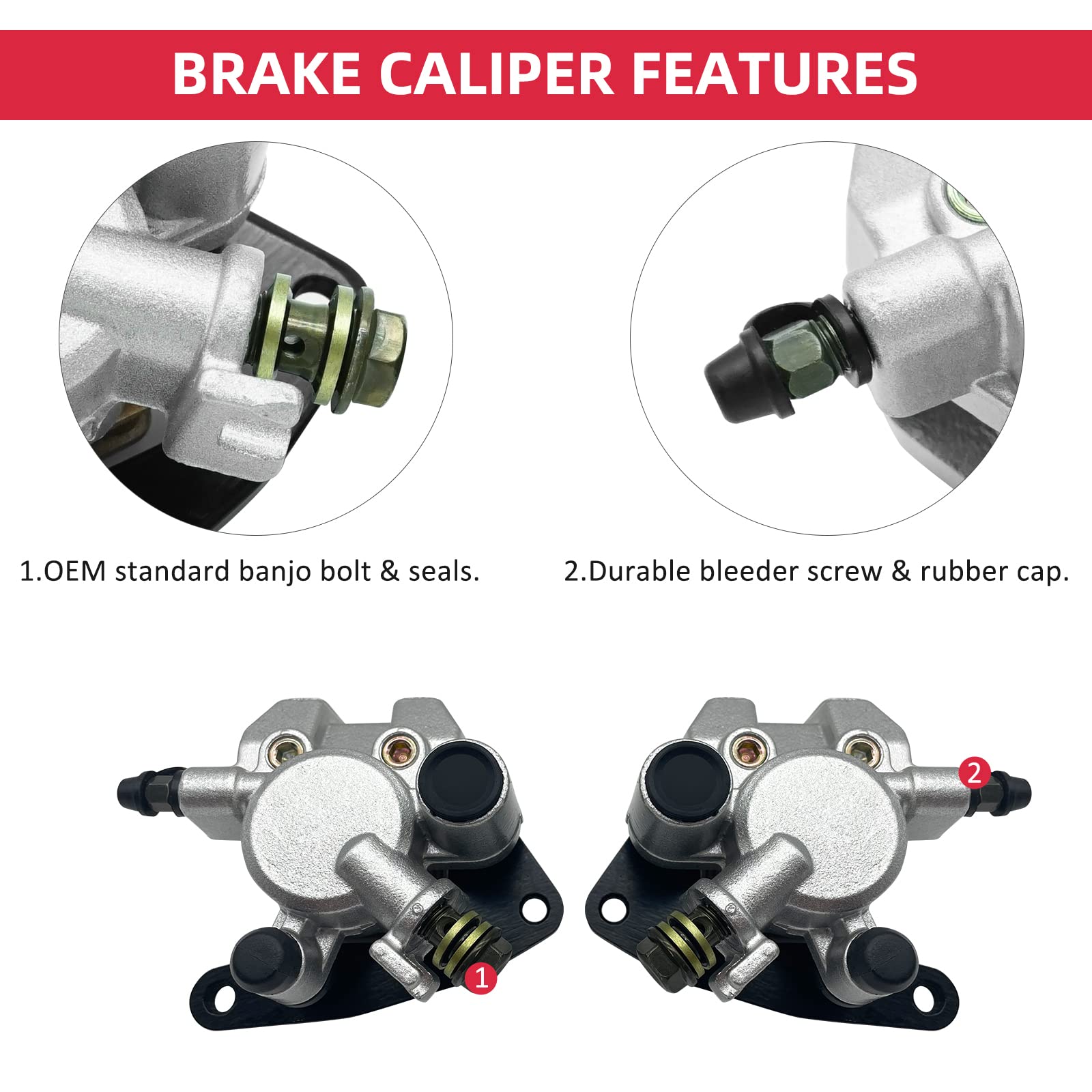 M Mati Front Left Right Brake Calipers For Honda Trx250 Trx250Ex Trx250X Trx300 Trx300Ex Trx300X Trx400 Trx400Ex Trx400X Sportrax Fourtrax 45150-Hn6-006 45250-Hn6-006