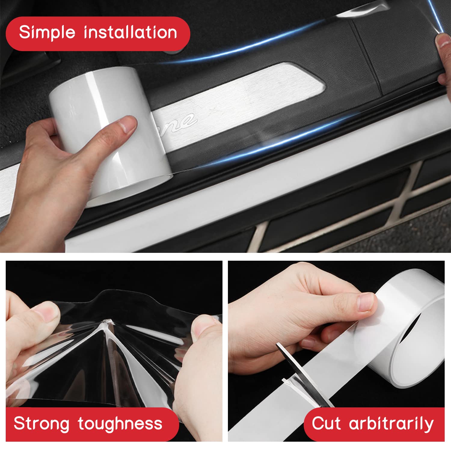 Miytsya 1 Pc Car Universal Door Sill Transparent Anti-Collision Protection Strip, Car Door Edge Trim Protection Film, Trunkanti-