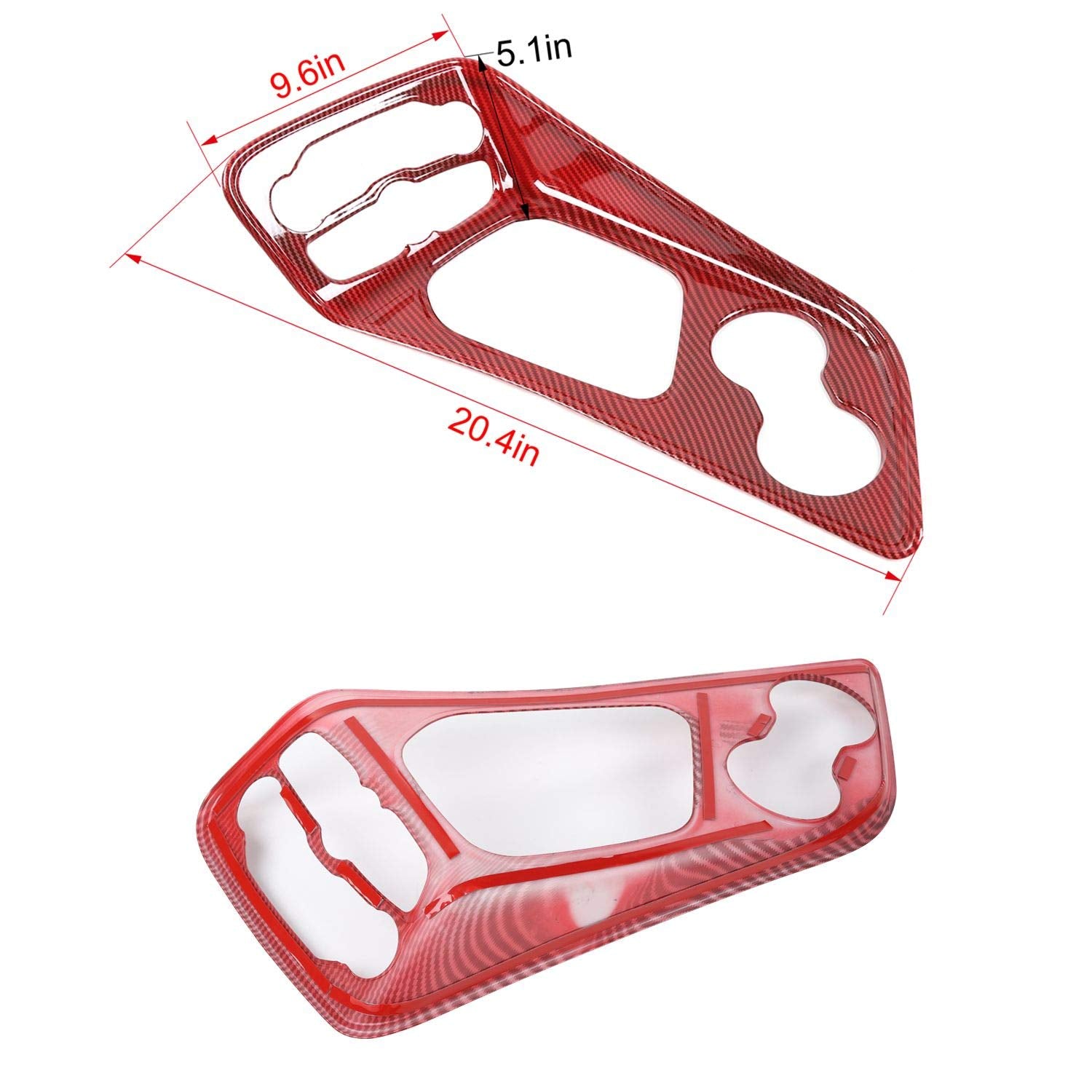 Voodonala For Challenger Gear Shift Panel Trim For 2015-2022 Dodge Challenger, Abs Red/Carbon Fiber