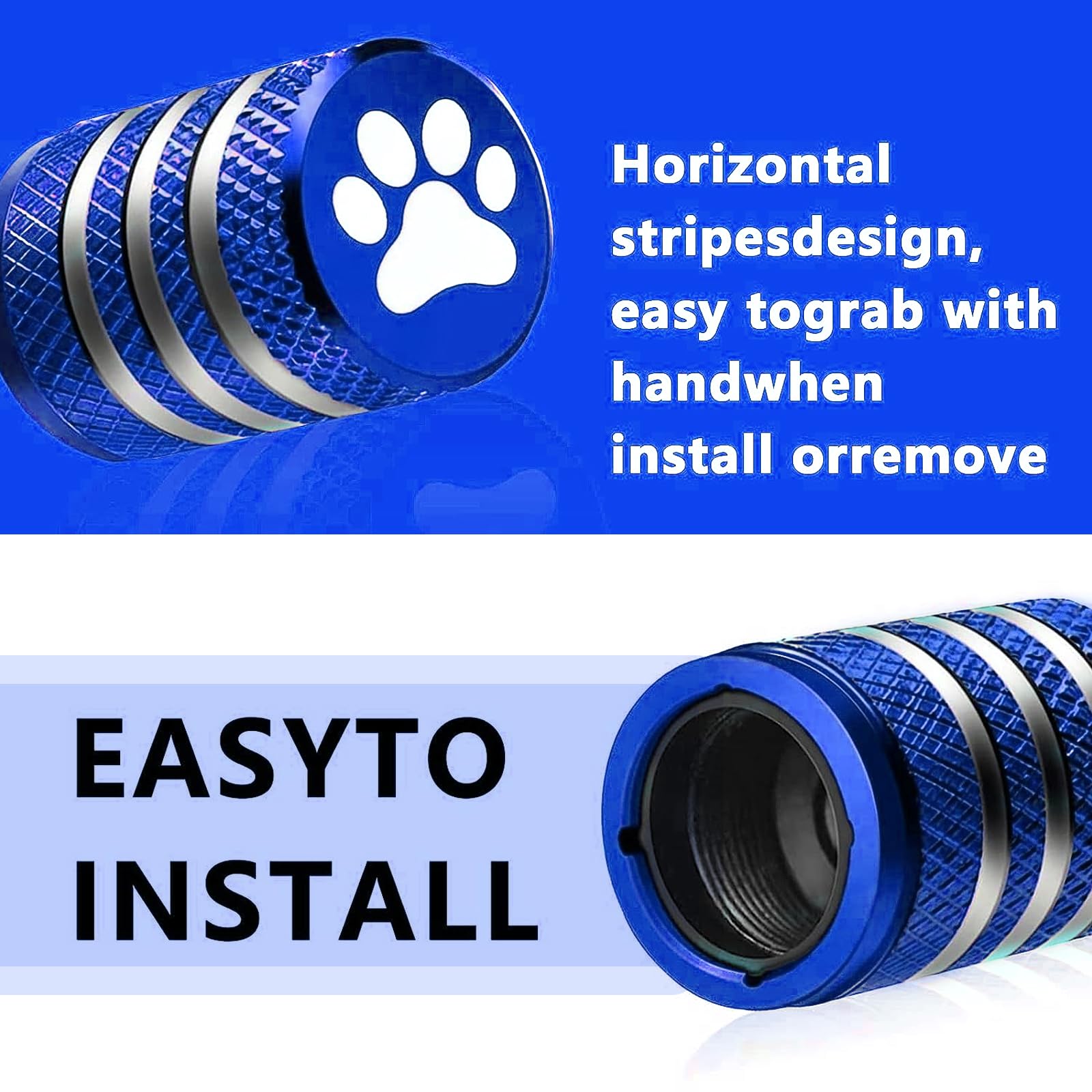 GKmow Pack-5 Tire Valve Stem Cap Cover, Dog Paw Tire Caps Leak-Proof Corrosion Resistant Alloy for Car Motorcycle (Blue)