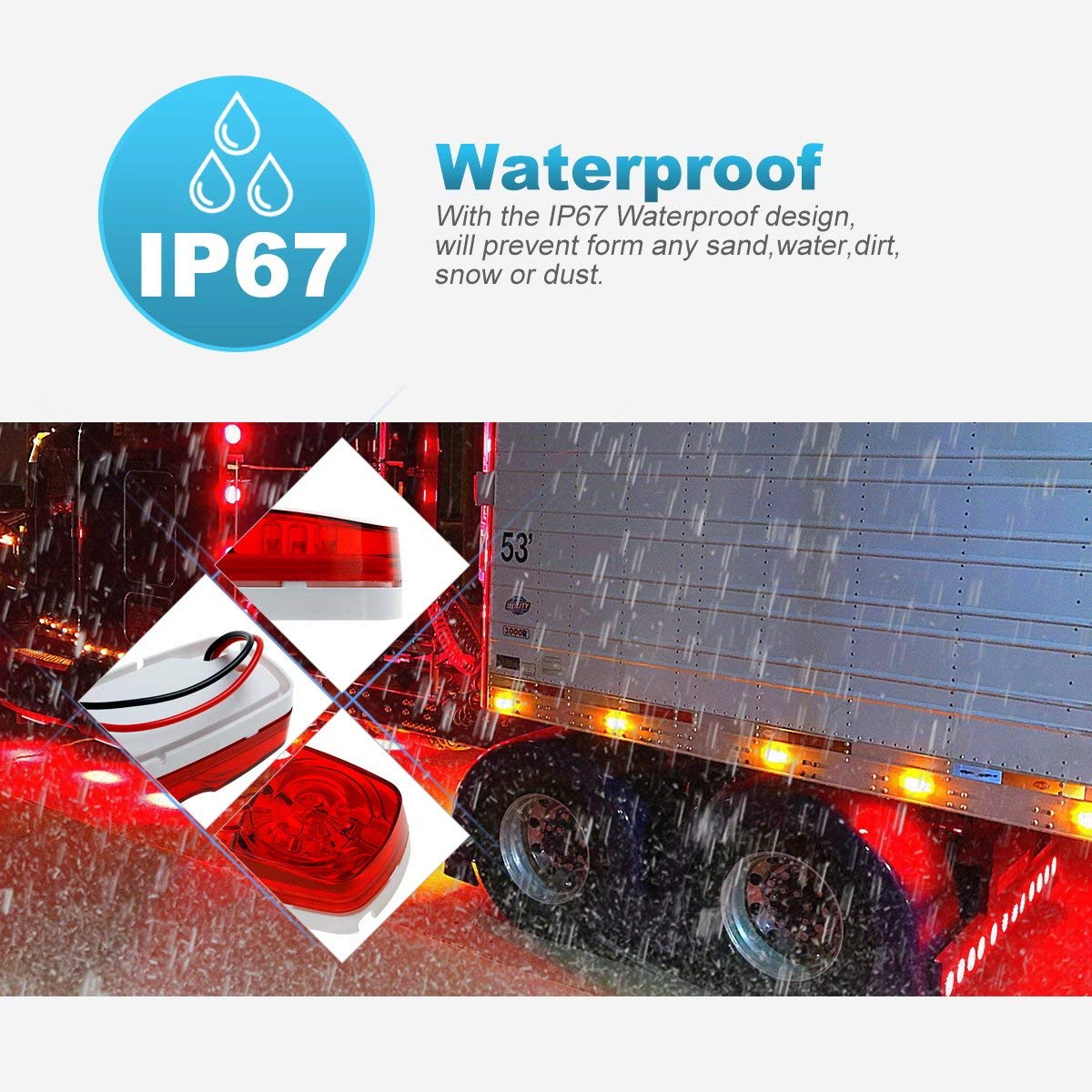 Partsam 14x LED Trailer RV Marker Light, Amber/Red, 10 Diodes, 4x2in Clearance Light, DOT Approved, Surface Mount for Camper Truck