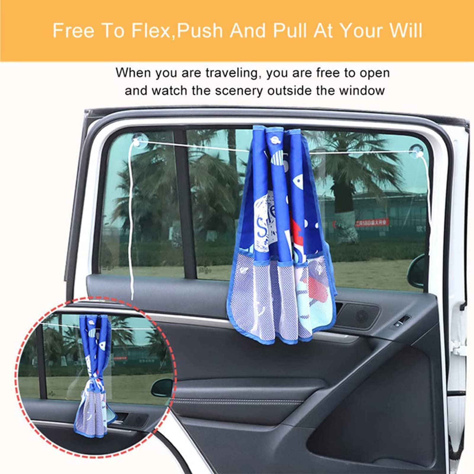 Car Sun Shade For Baby Kids Children 2 Pack Car Side Window Curtain Protector Protects From Sun Glare Heat Blocks Uv Rays Glare Car Interior Sun Blocker Blind (Travel)