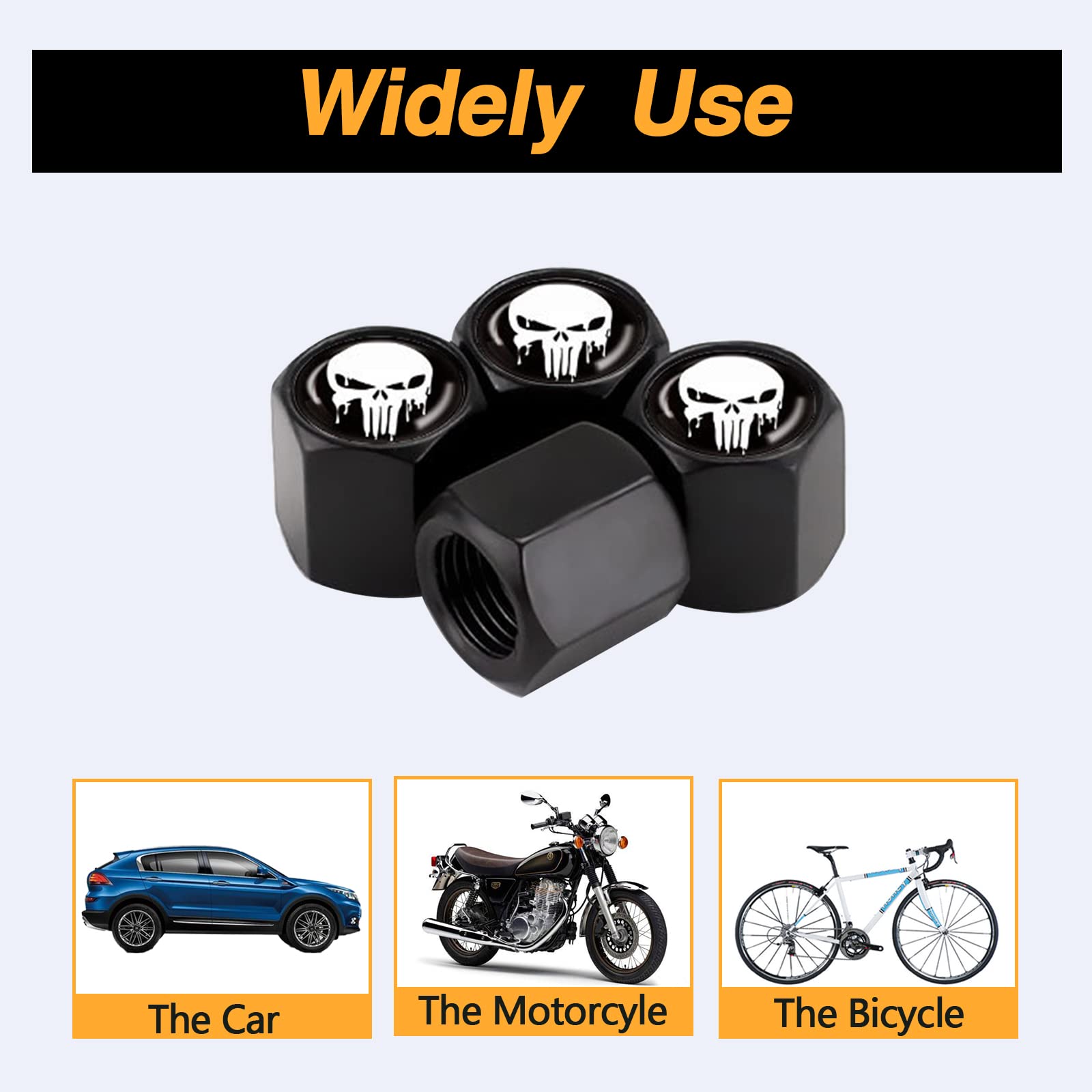 Ajxn 4 Pack Skull Car Wheel Tire Valve Stem Caps Airtight Dust Proof Covers Universal Tire Air Valve Caps For Cars, Trucks, Bicycles, Car Accessories For Men And Women (Black Skull #18)