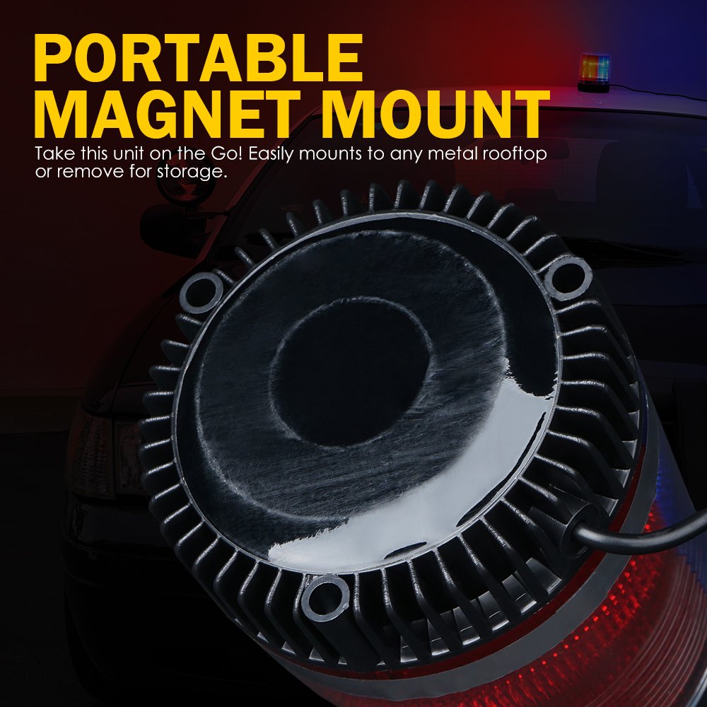 Xprite Red & Blue LED Rooftop Beacon Strobe Light Magnetic Base, Safety Warning Police Flashing Lights for Law Enforcement Vehicles Forklift Patrol Security Trucks Cruiser UTV ATV Snowplow Volunteer