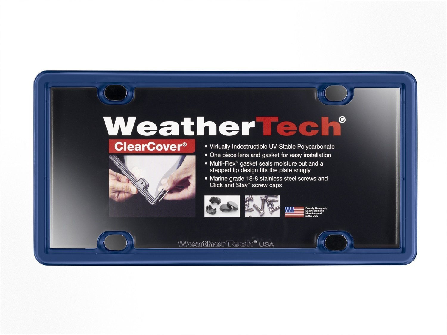 Weathertech Clearcover License Plate Cover And Frame, Navy Blue