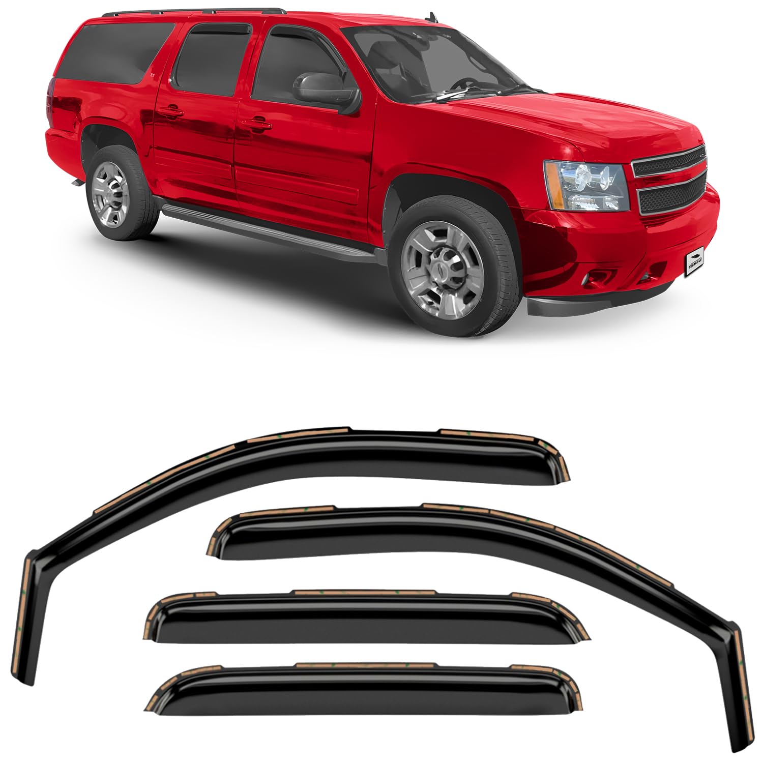Voron Glass In-Channel Extra Durable Rain Guards For Chevrolet (Chevy) Suburban 1500 2007-2014/Suburban 2500 2007-2013, Window D