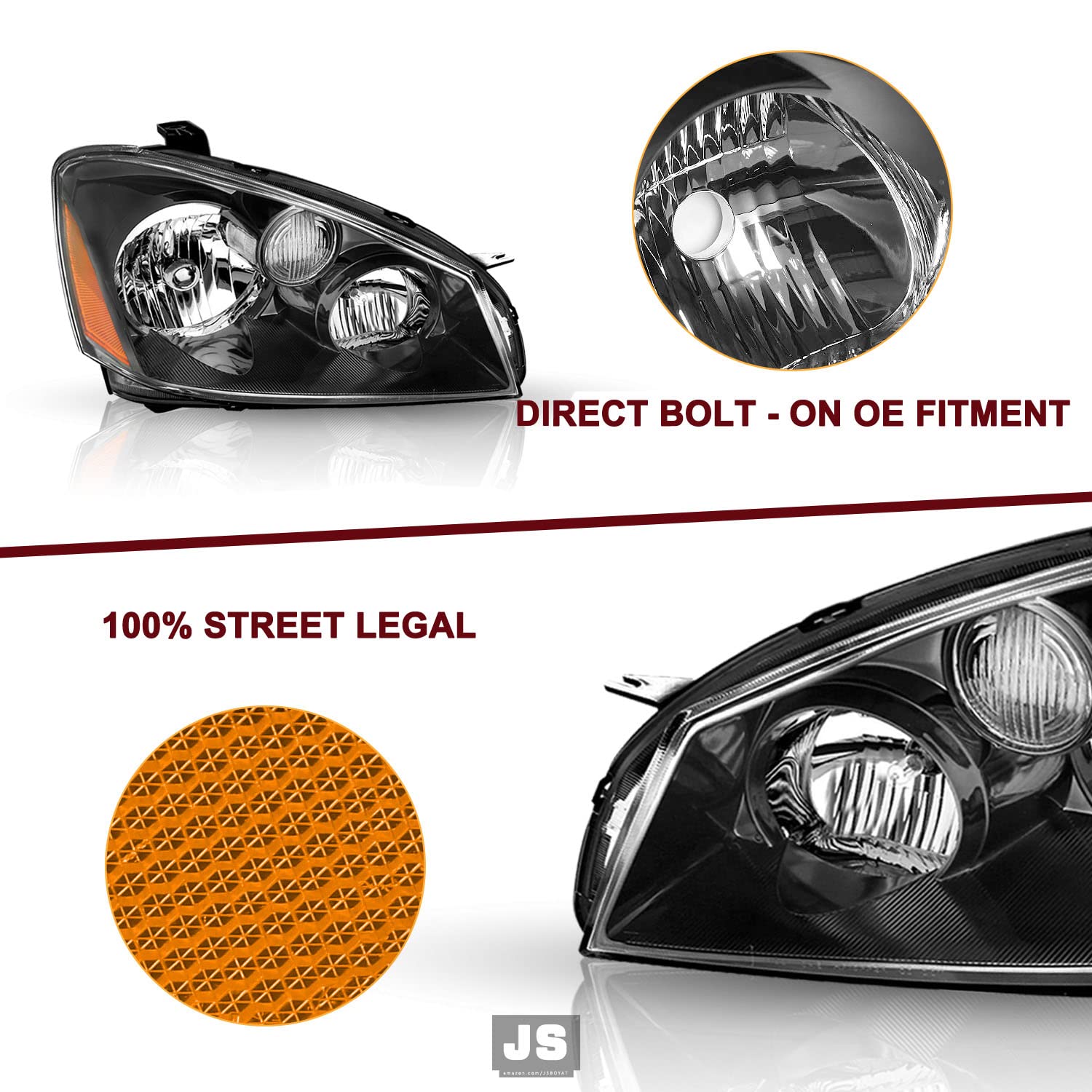 Jsboyat Headlight Assembly Replacement For 2005 2006 Altima Halogen Headlamp Chrome Housing Driver And Passenger Side