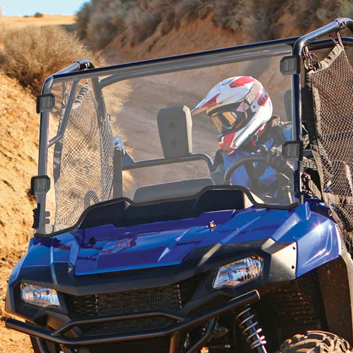 Kemimoto Full Front Windshield Compatible With Pioneer 700 700-4 2014-2024, Uv Resistant 1/4' Clear Polycarbonate, 95% Light Transmittance, Minor Scratch Resistance, Winscreen Windshield Accessories