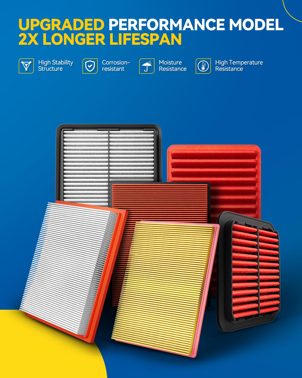 PHILTOP Engine air filter CA10233 Replacement for 2007-2008 Honda Fit 1.5L, Rigid Panel