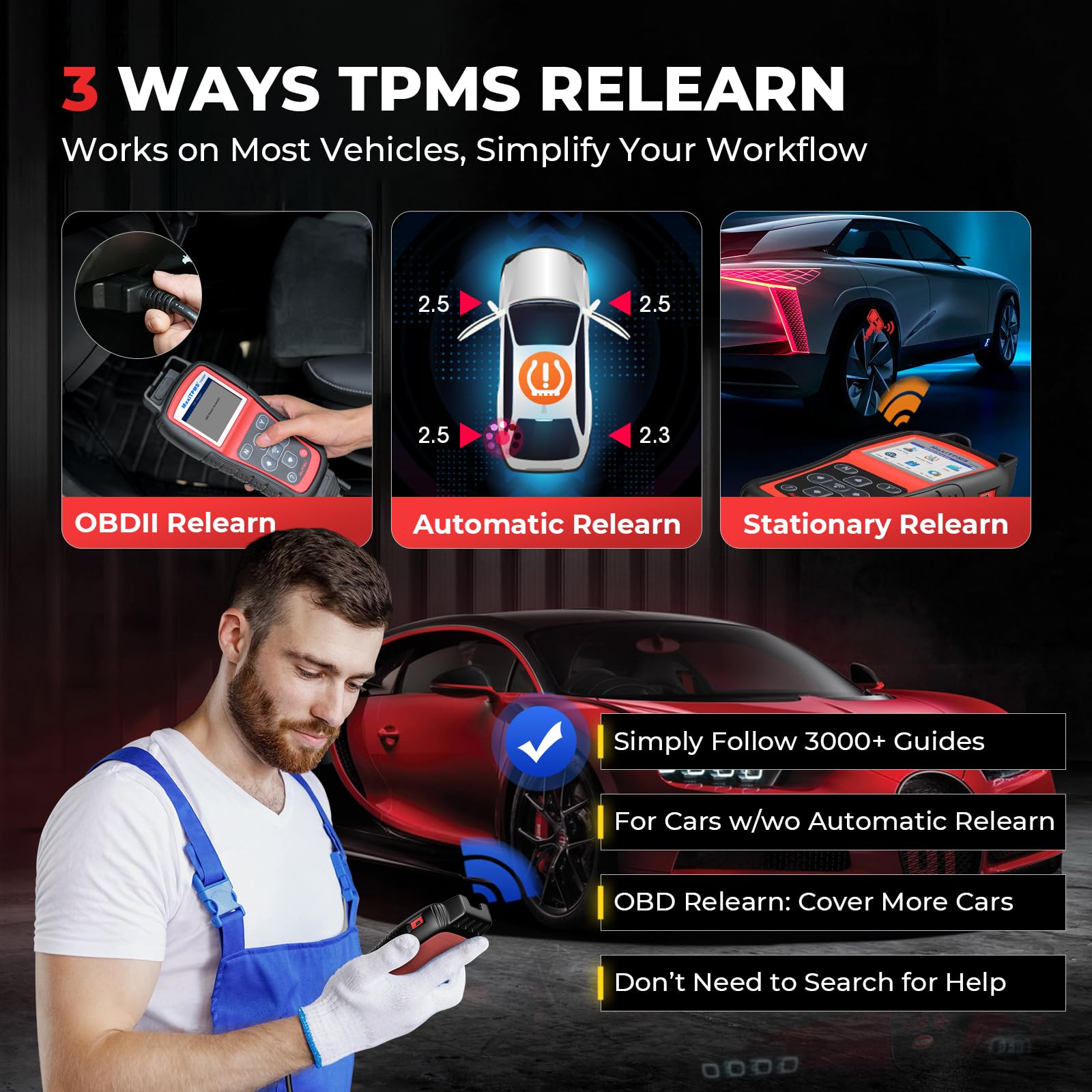 Autel MaxiTPMS TS508WF TPMS Programming Tool, 2025 WiFi Ver. of TS508 TS501 Pro TS408S, Program MX-Sensors (315/433 MHz), TPMS Reset/Relearn/Activate All Sensors, TPMS Scan Tool Read/Clear DTCs