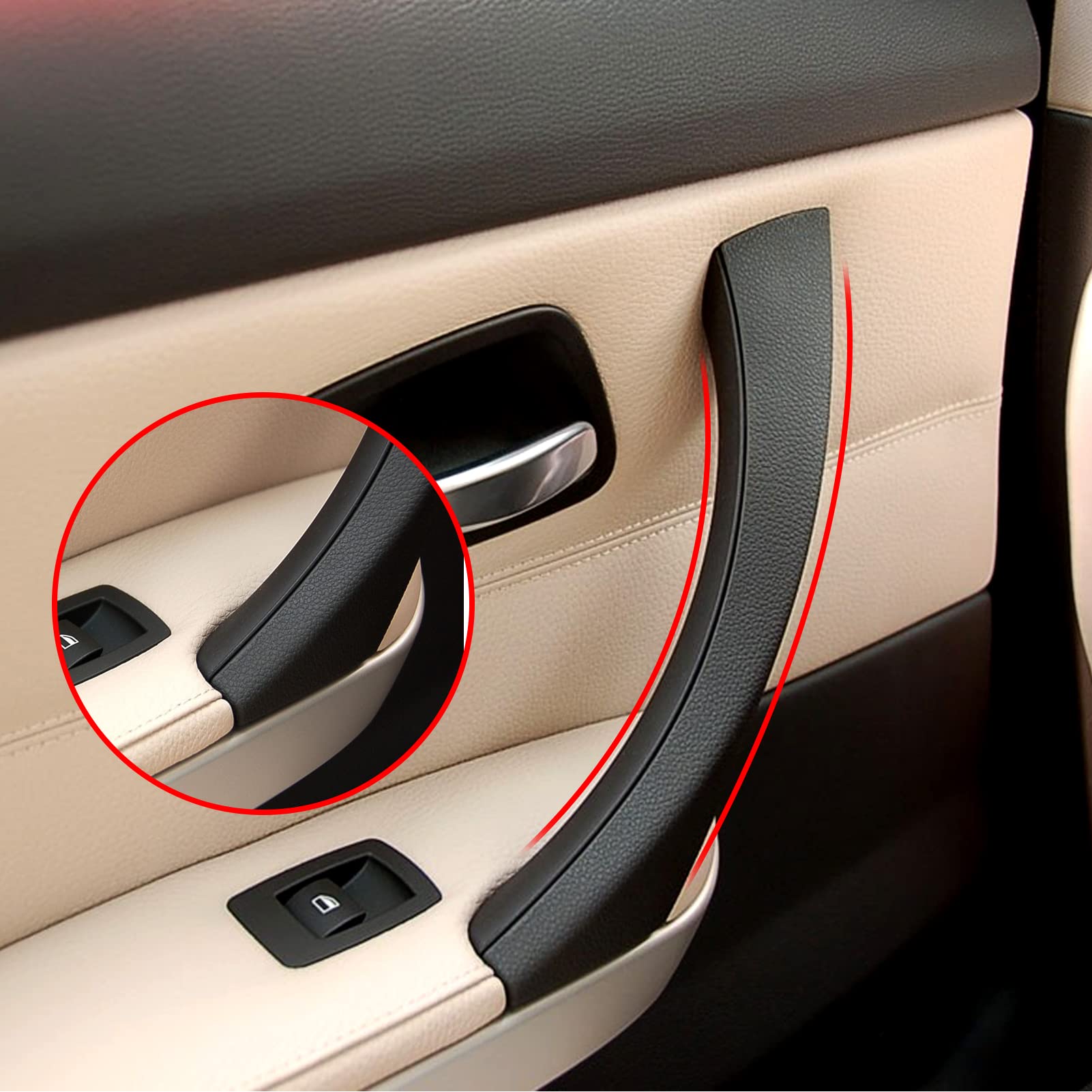 Jaronx Compatible With Bmw 3 Series Door Handle E90/E91/E92/E93 2004-2011, 6Pcs Left And Right Interior Door Pull Handle Replace