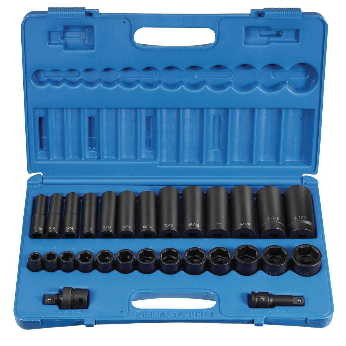 Grey Pneumatic 28-Piece 1/2 in. Drive 6-Point SAE Standard and Deep Impact Socke