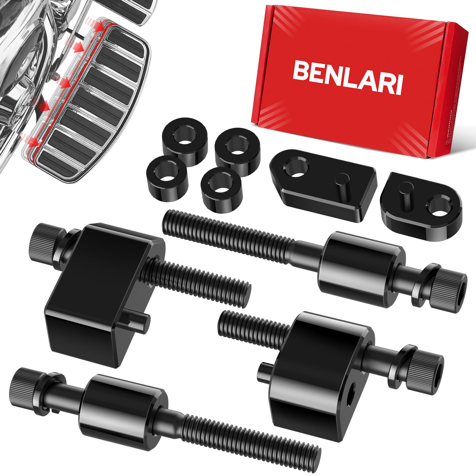Benlari Upgraded 1inch &1.5inch Driver Floorboard Extensions, Floorboard Spacer Extenders Compatible for Harley Touring Street G
