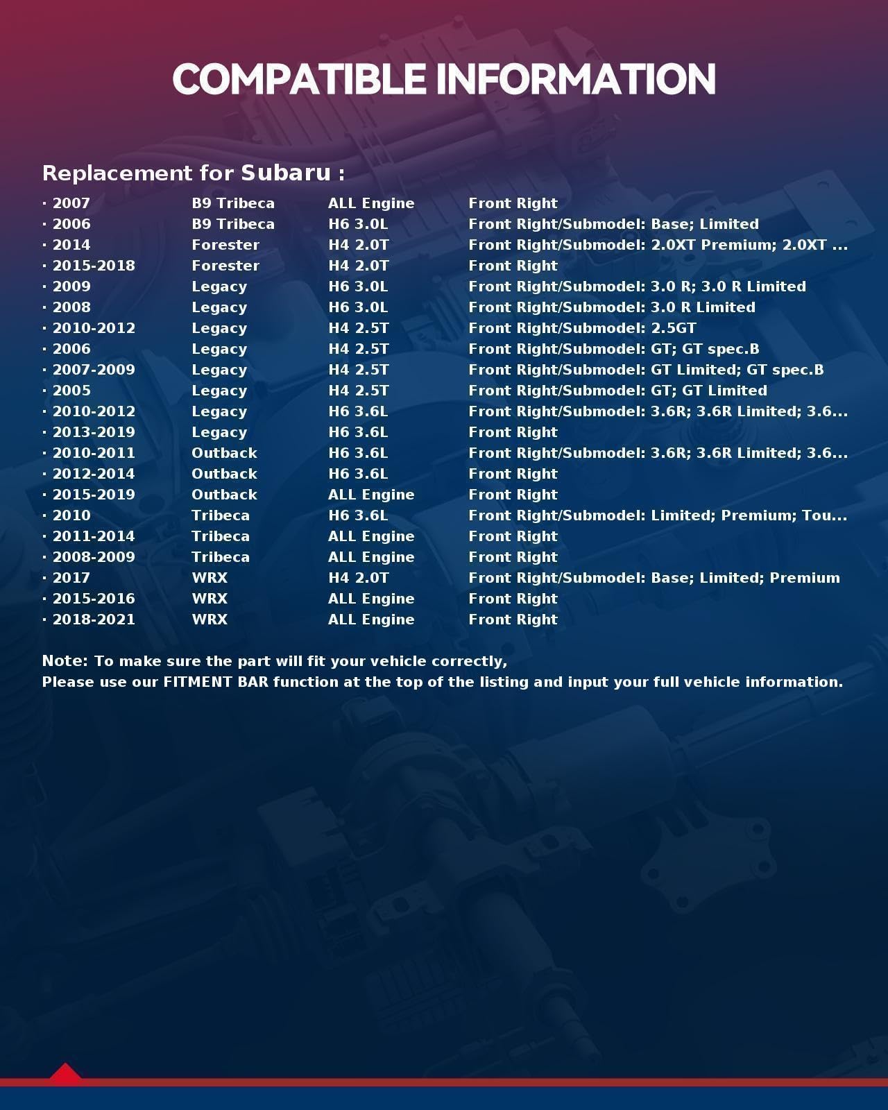 Kax Disc Brake Caliper Assembly Fit For Subaru 2010-2019 Outback, 2015-2021 Wrx, 2014-2018 Forester, 2005-2019 Legacy, 2008-2014
