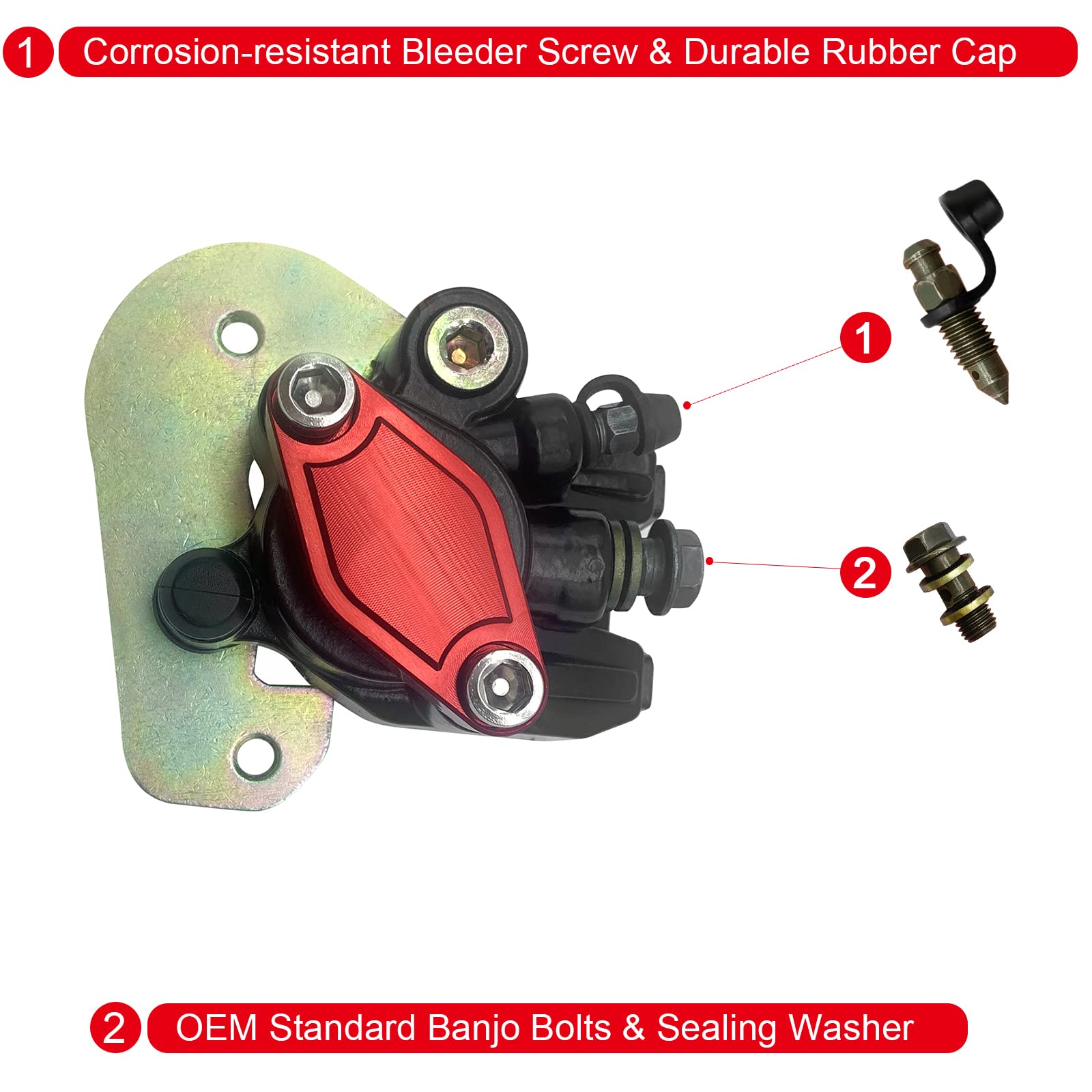 Rear Brake Caliper With Parking Brake Off Block For Honda Trx400 Sportrax 400 Trx400Ex 2005-2008 Trx400X 2009-2014, Oem# 43250-Hn1-A41