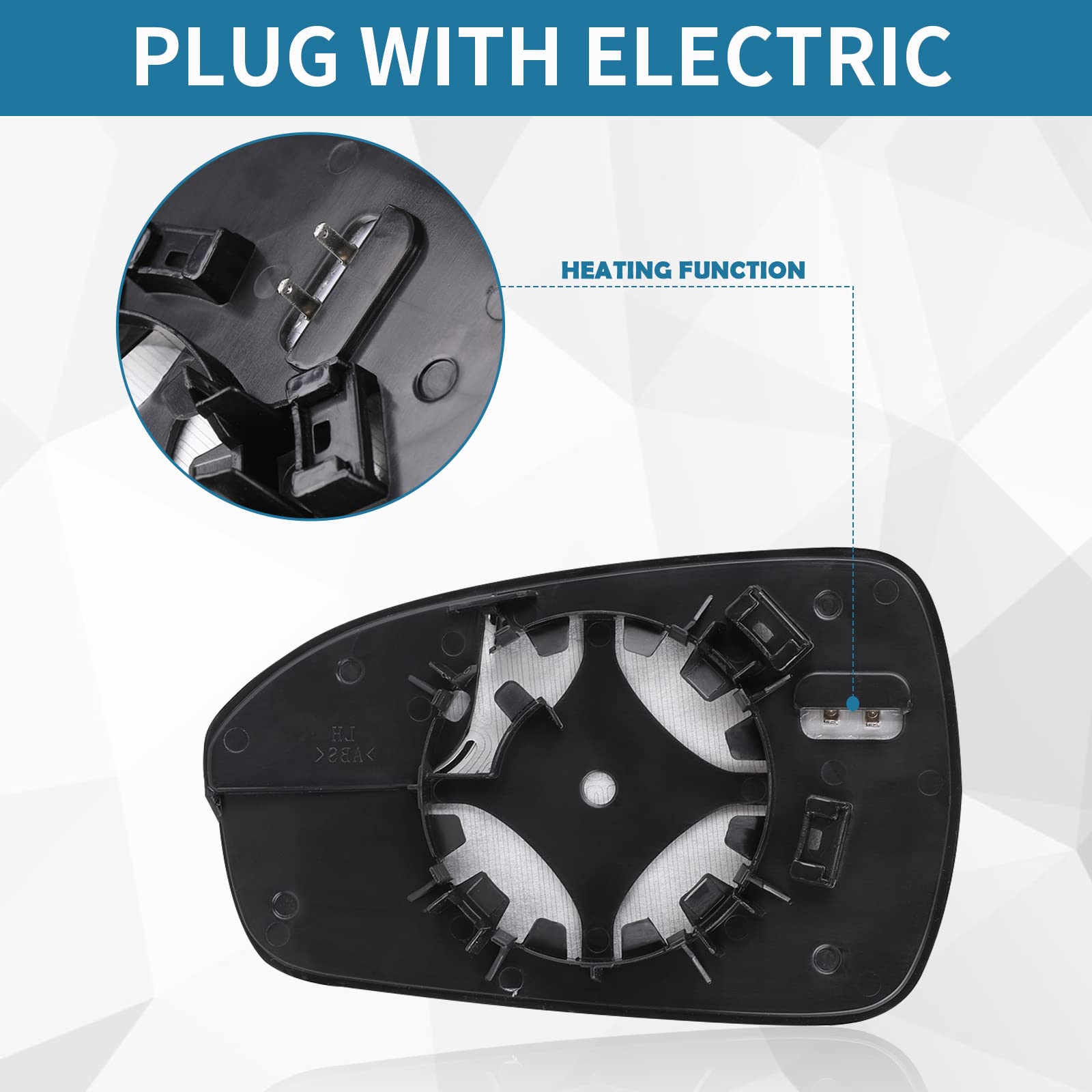 Driver Left Side Heated Mirror Glass Replacement For 2013-2020 Ford Fusion - Replace Ds7Z17K707F - Rear Side View Mirror Convex