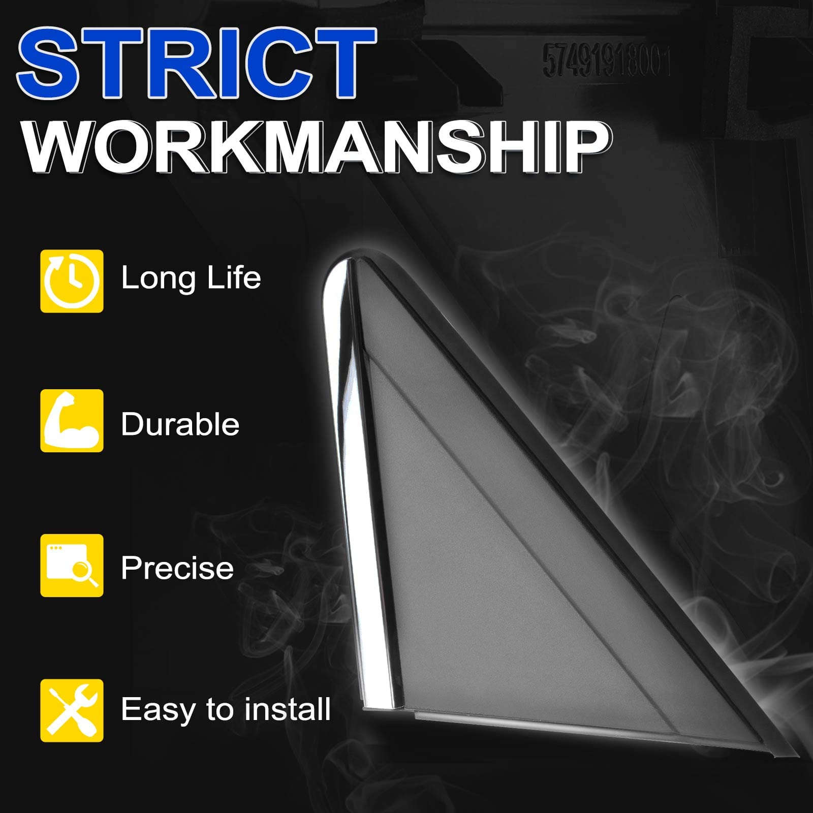 A-Premium Driver Mirror Flag Applique Panel Compatible with Chrysler Town & Country 08-16 & Dodge Grand Caravan 08-20 & Ram C/V