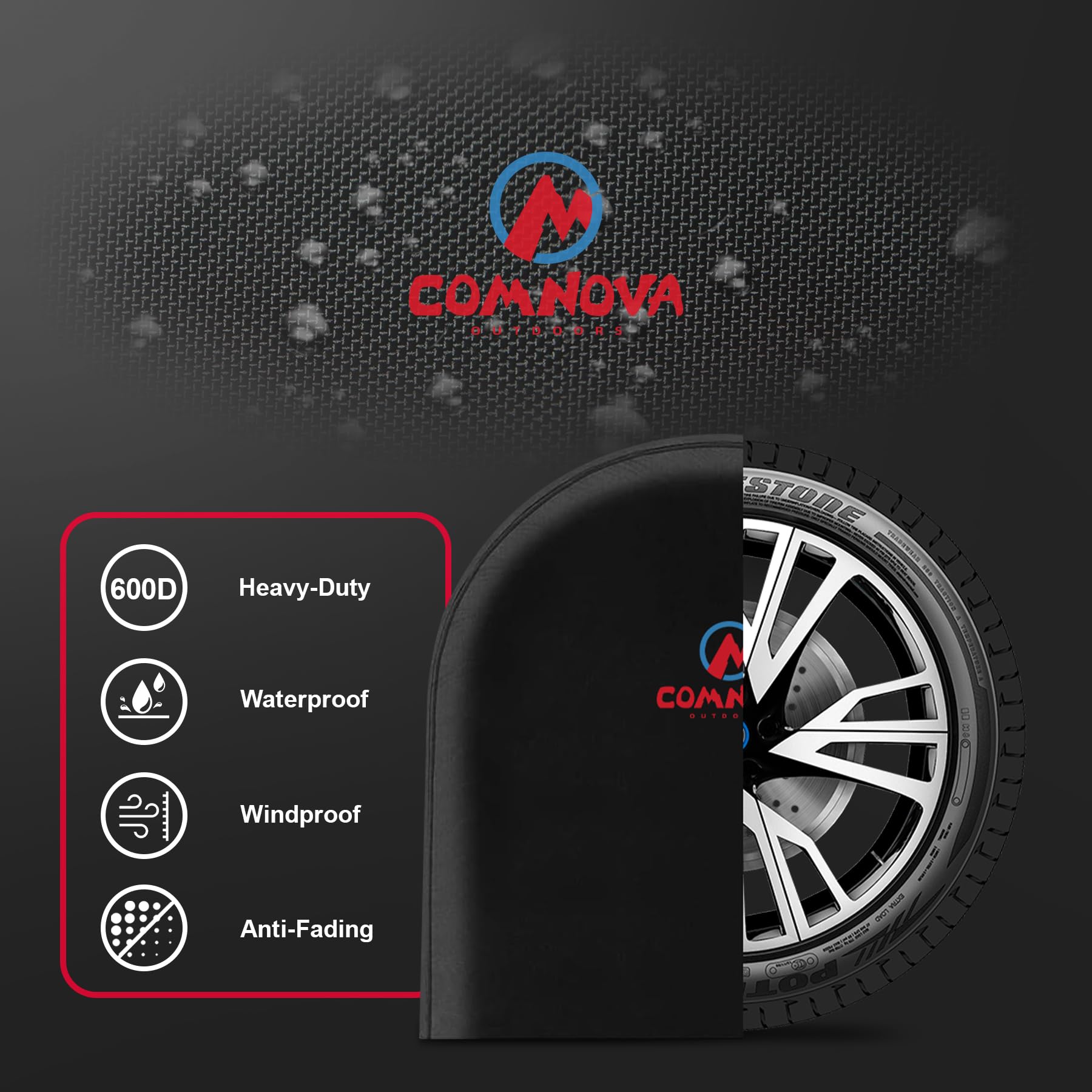 Comnova Rv Tire Covers 4 Pack - 600D Tough Tire Wheel Cover Protector For Rv, Truck, Suv, Trailer, Camper, Boat And Van, Heavy D