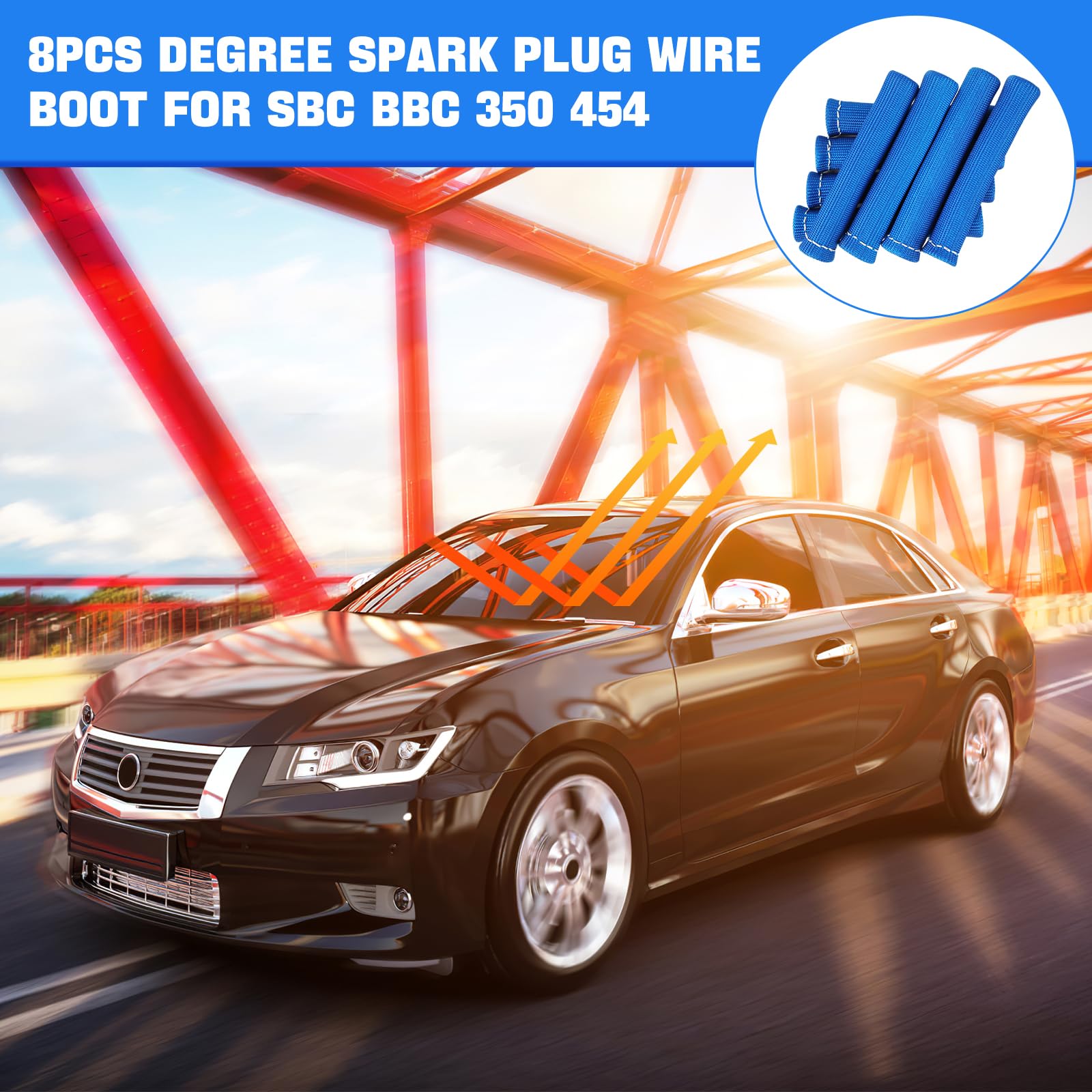 Shinehome Spark Plug Header Boots 2500 Spark Plug Heat Shield Sleeve Wire Cover Wrap For Sbc Bbc 350 454 Ls1/Ls2 8Pcs Spark Plug