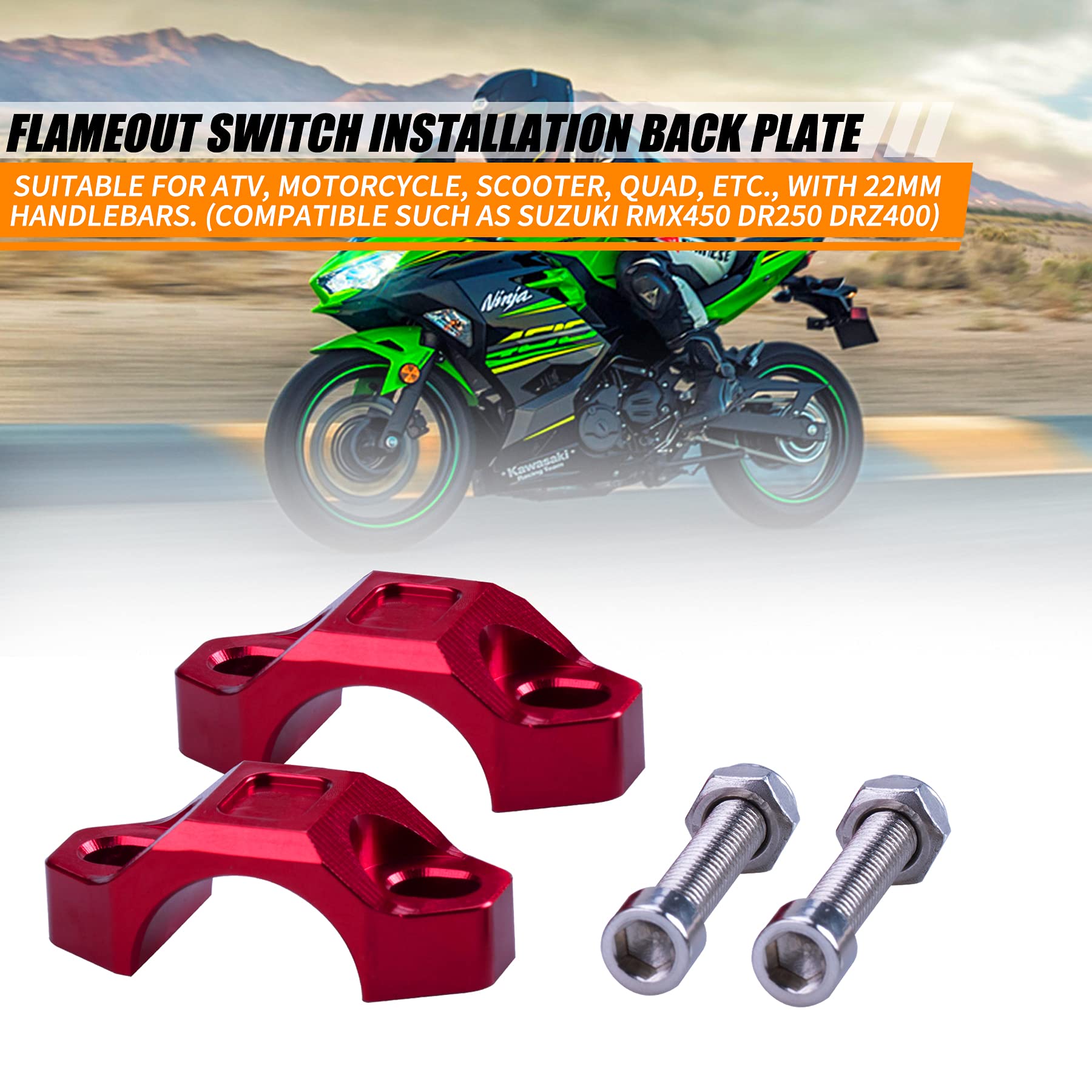 Oraevy Cnc Engine Kill Switch Mounting Backplate For 7/8'' Handlebars -Red