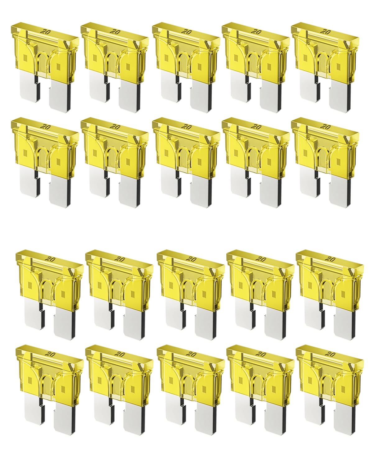 20Pcs 20A Standard Car Fuses - 20 Amp Automotive Fuses(Ato/Apr/Ats), 32V (12/24V) Blade Fuse For Rv/Truck/Suv