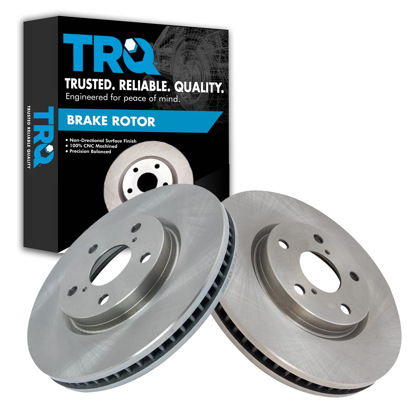 Trq Driver & Passenger Side Brake Rotors Set Vented Compatible With 2006 Lexus Gs300 2009-2015 Is250