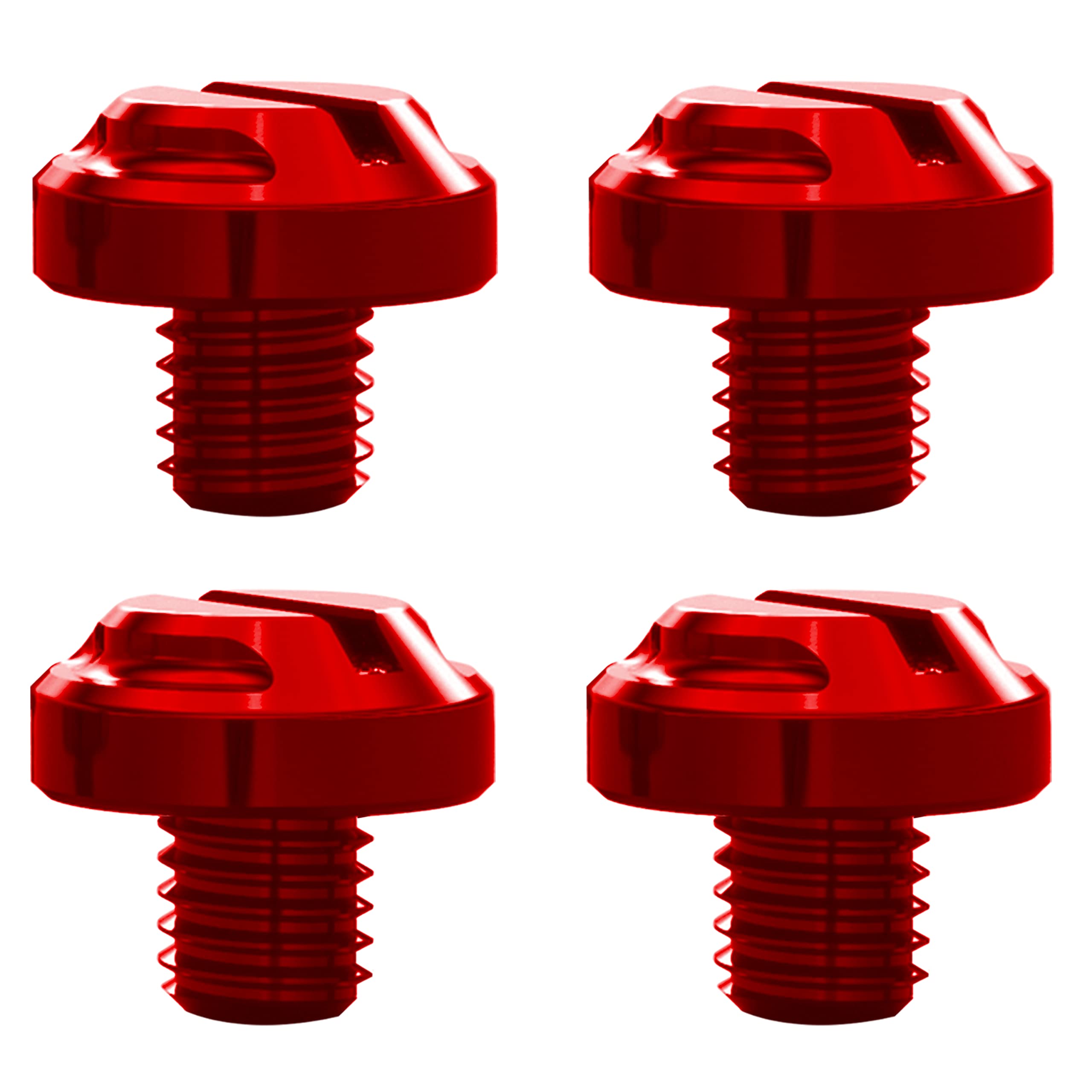 Averzella 4Pcs Motorcycle Red Mirror Hole Plugs 2 Regular+2 Reverse M8X1.25 (Red, M8>2 Regular + 2 Reverse)