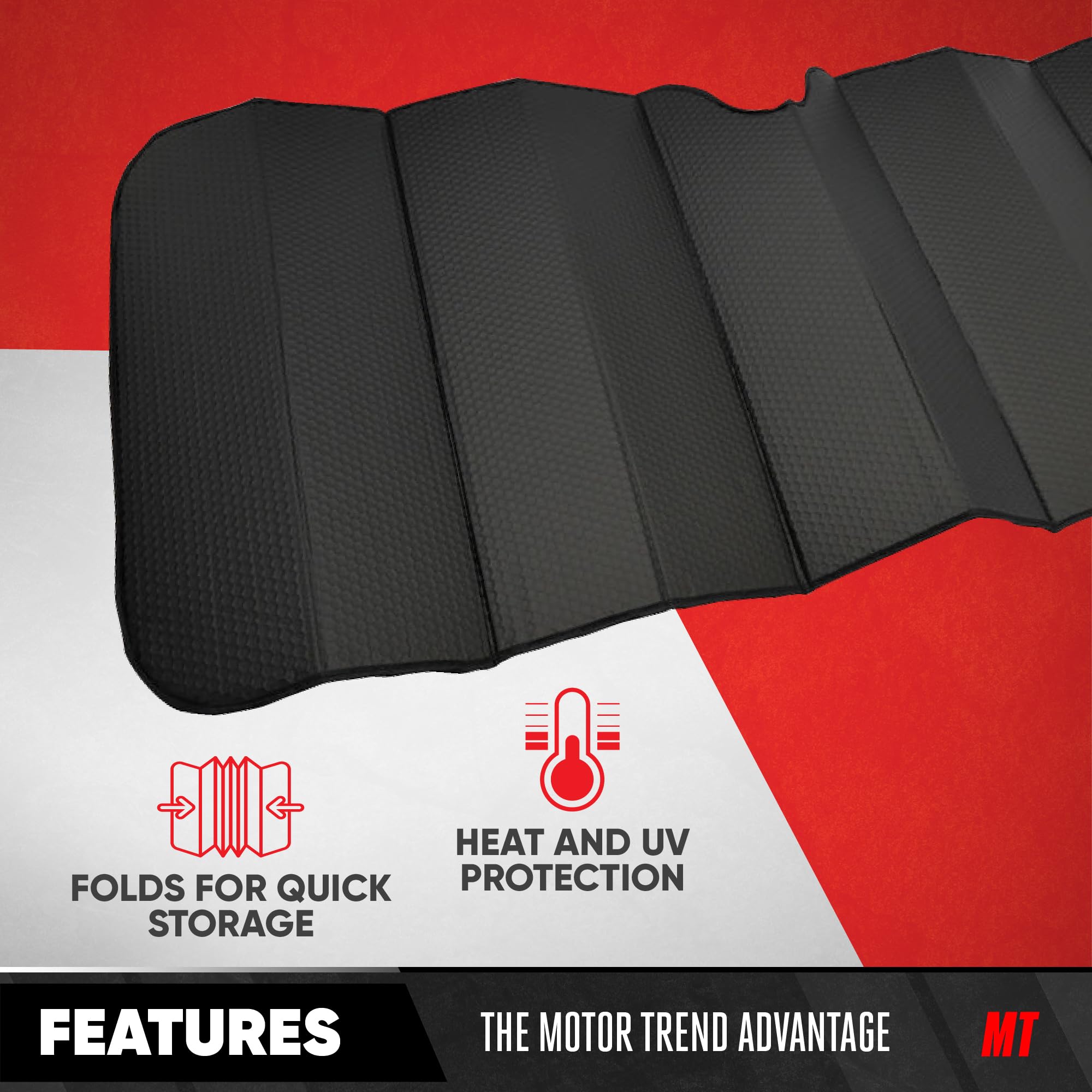 Motor Trend Accordion Black Car Windshield Sun Shade - Car Sun Visor Sun Shade For Windshield - Window Shades For Suv & Truck -