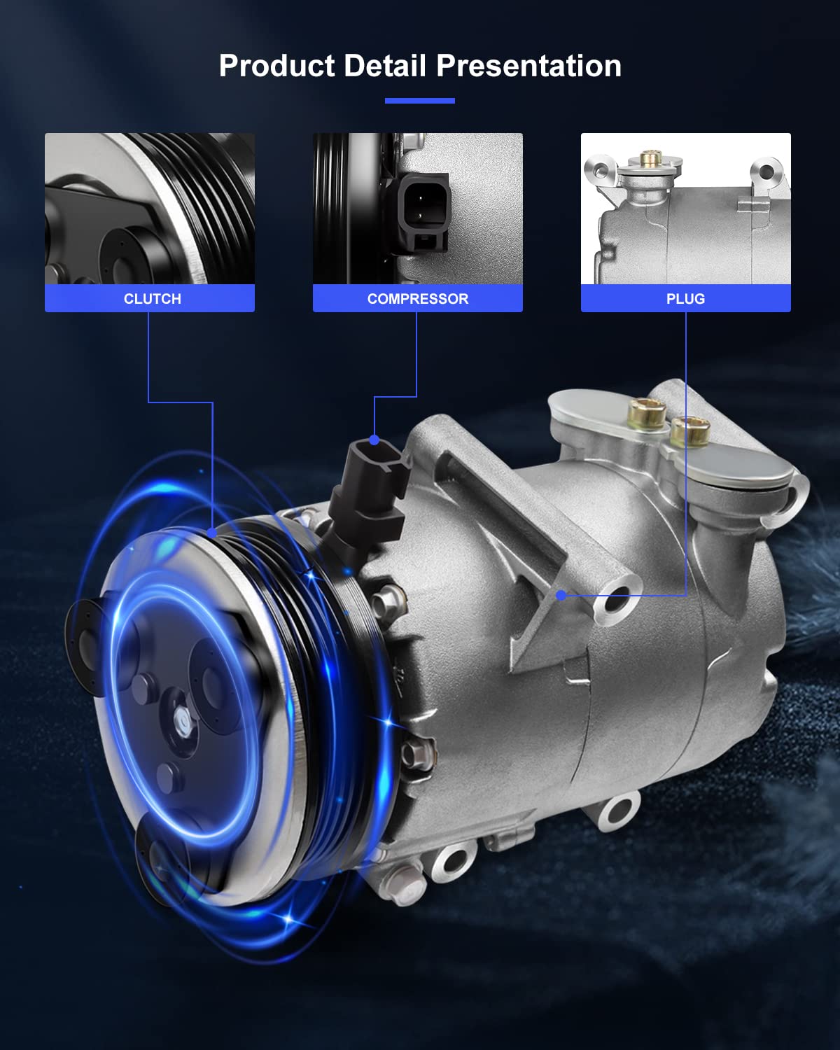 Eccpp A/C Compressor With Clutch 2012 2013 2014 Fit For Ford Focus 2.0L Vs16