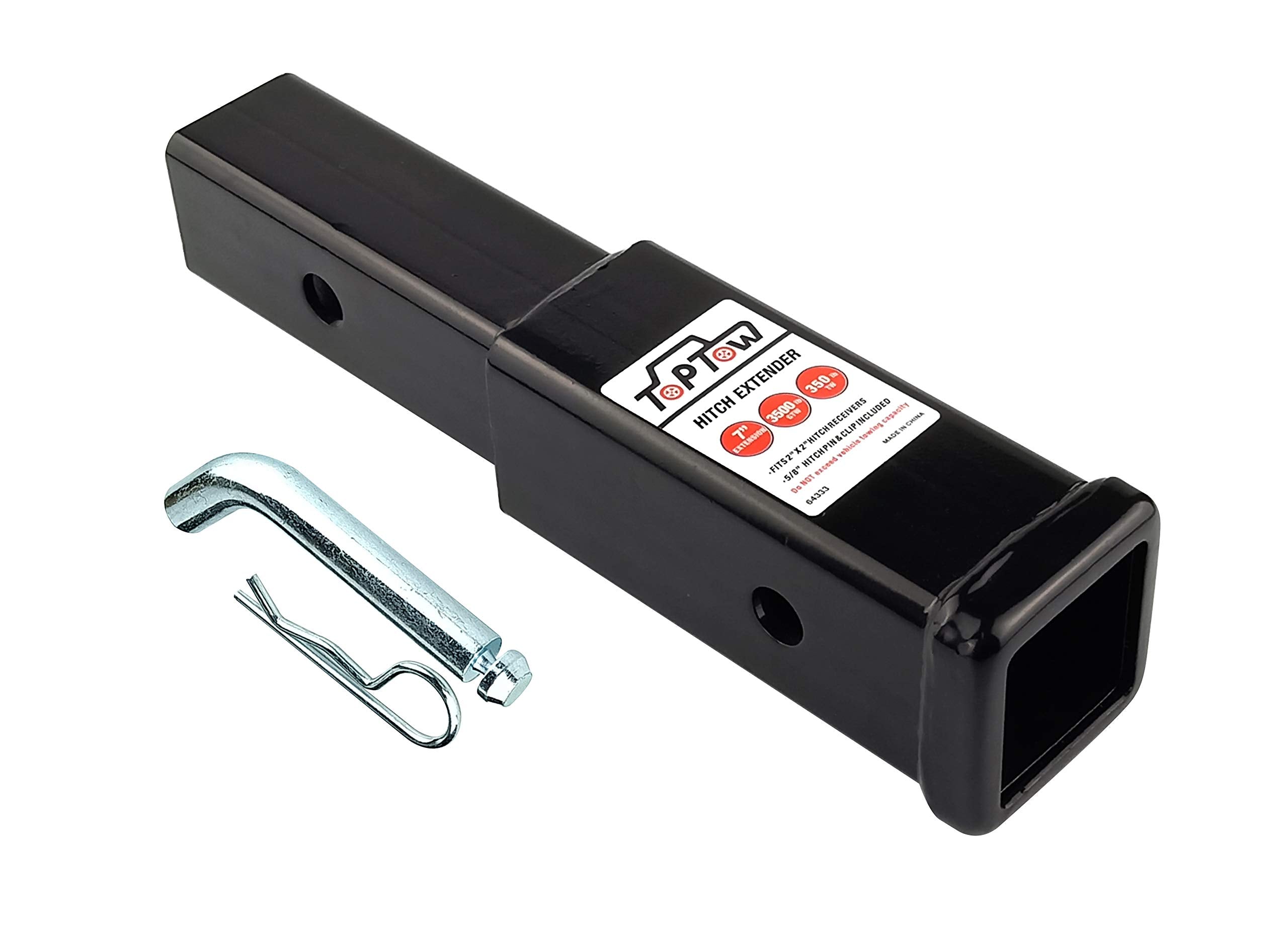 Toptow Hitch Extender, Fits For 2 Inch Receiver, 7 Inch Extension Length, With 5/8 Inch Hitch Pin