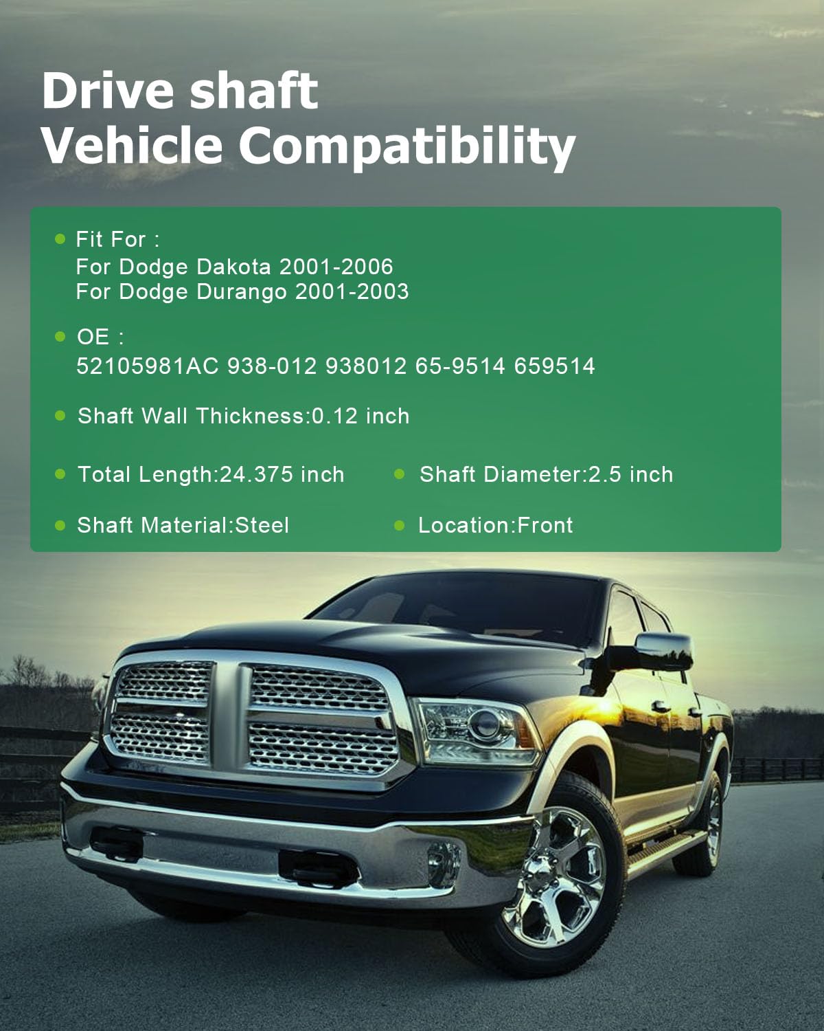 Scitoo 24.375'' Front Drive Shaft Assembly Propeller Shaft Compatible For Dodge Dakota 2001-2006,For Dodge Durango 2001-2003 521