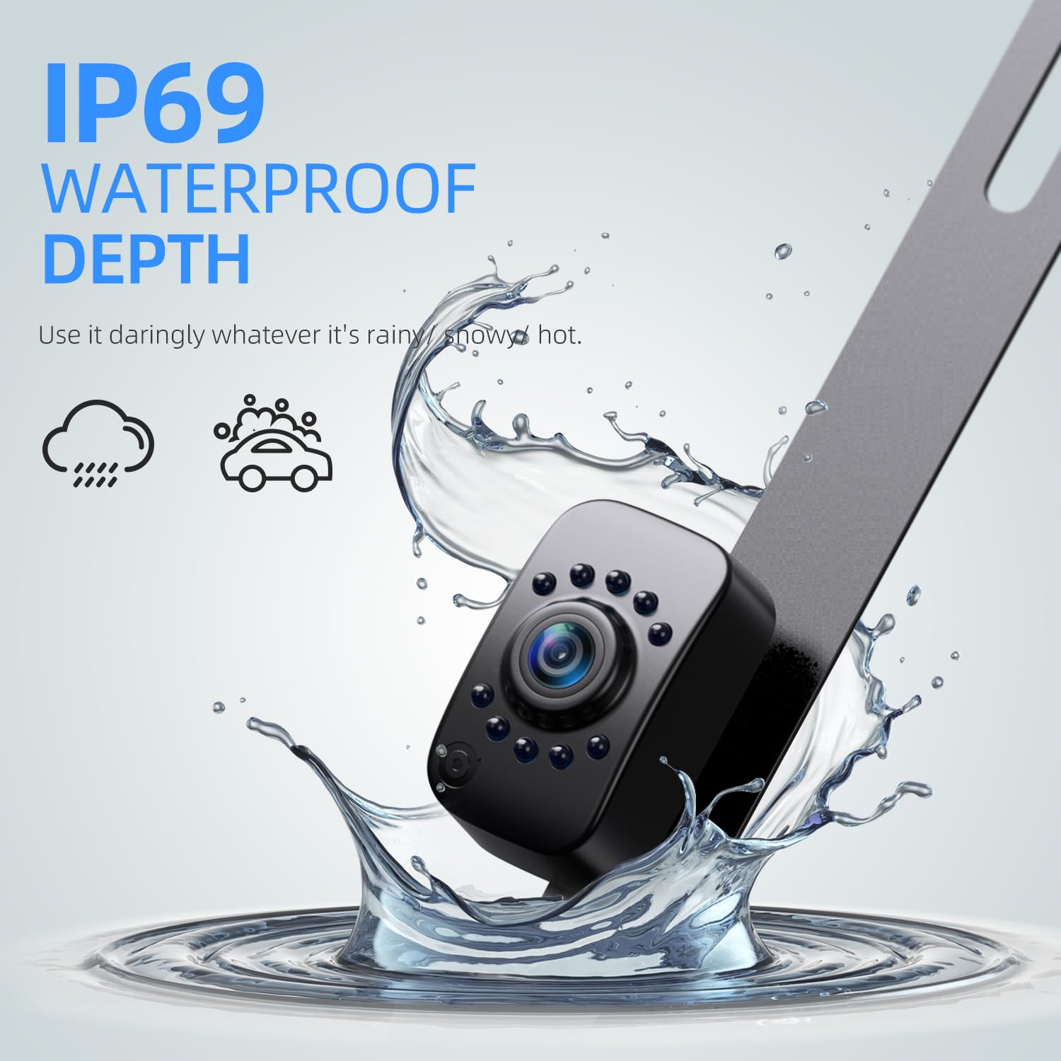 Erapta Hd 1080P Backup Camera,Ahd Compatible,License Plate Rear View Camera For Car,Metal Housing,Ip69 Waterproof Rearview Unive