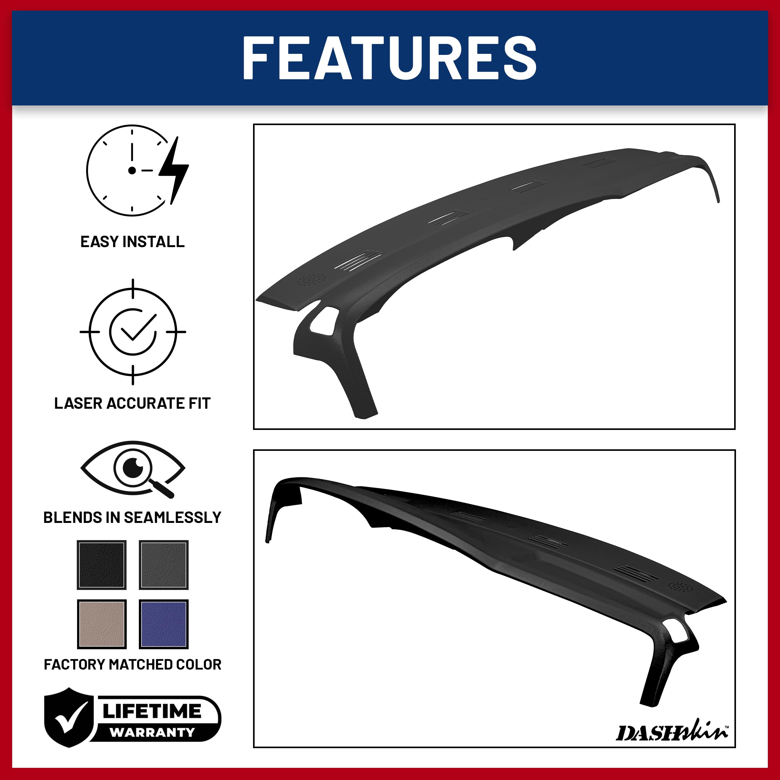 Dashskin One Piece Molded Dash Cover Cap Compatible With 2002-2005 Dodge Ram 1500 (2003-2005 Ram 2500 & 3500) Ram In Black - Mad