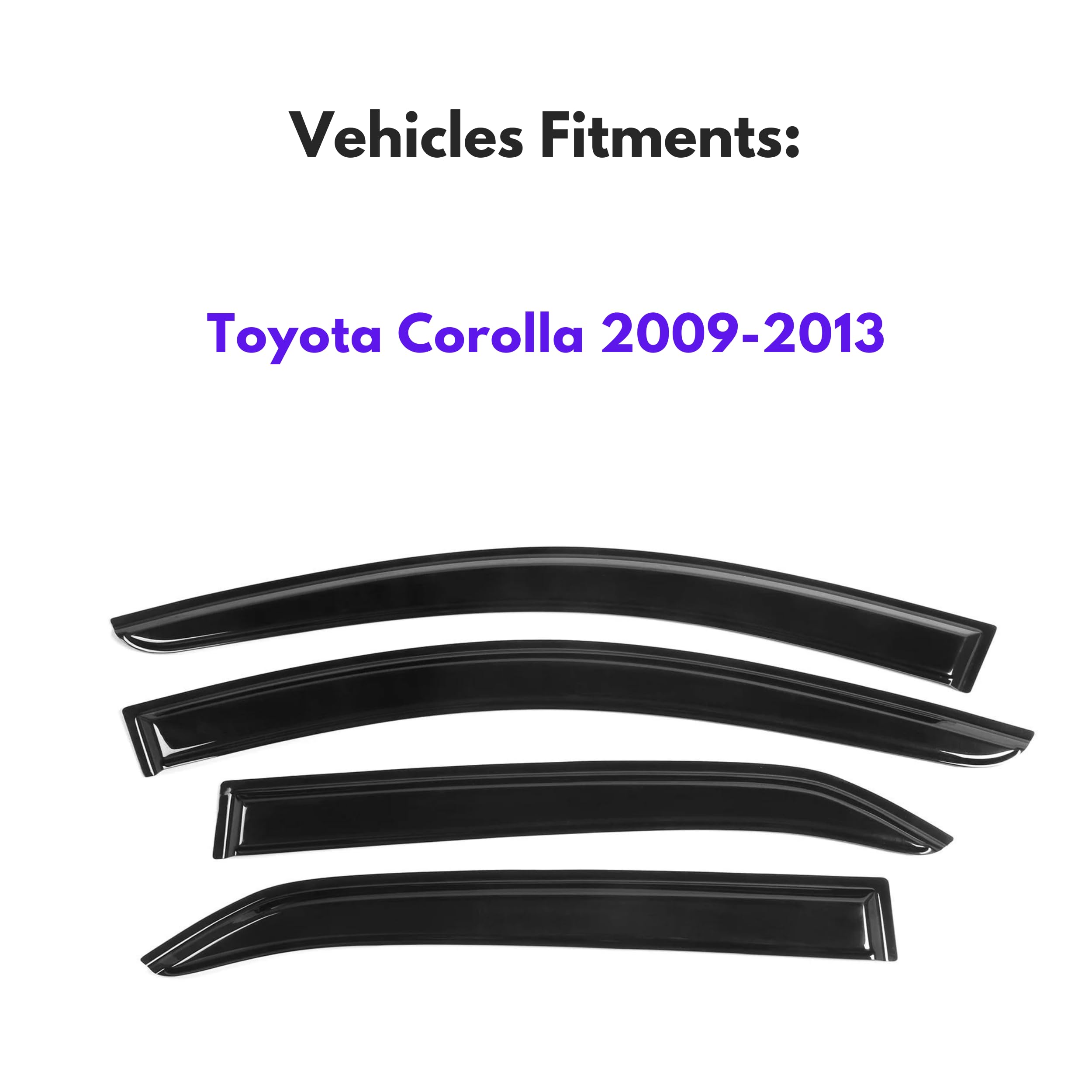 Immortal Group IG Window Visor Rain Guard - Durable Acrylic Deflector for 2009-2013 Toyota Corolla Sedan, Black, Mugen Style