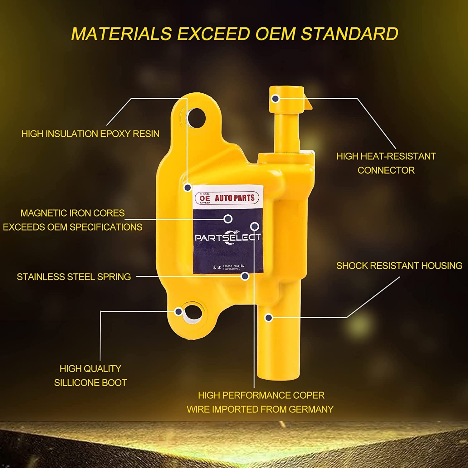 Partselect 1Pc Square Ignition Coil Pack Uf413 Replacement For Chevy Cadillac Gmc Avalanche Silverado Suburban Express Tahoe Imp