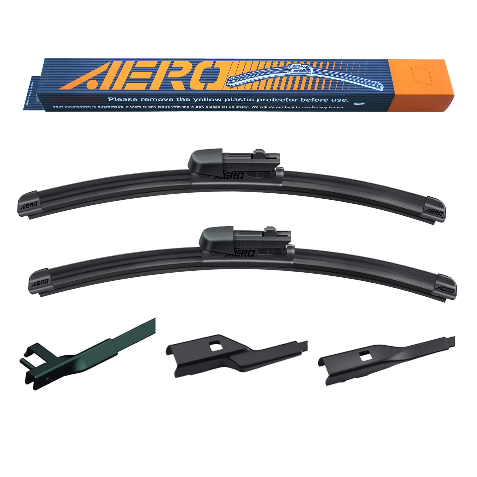 (Set Of 2) Aero Oem Replacement Wiper Blades For Volkswagen Jetta 2019-2005 24'+19' Ptb Top Lock Push Button 16Mm/19Mm