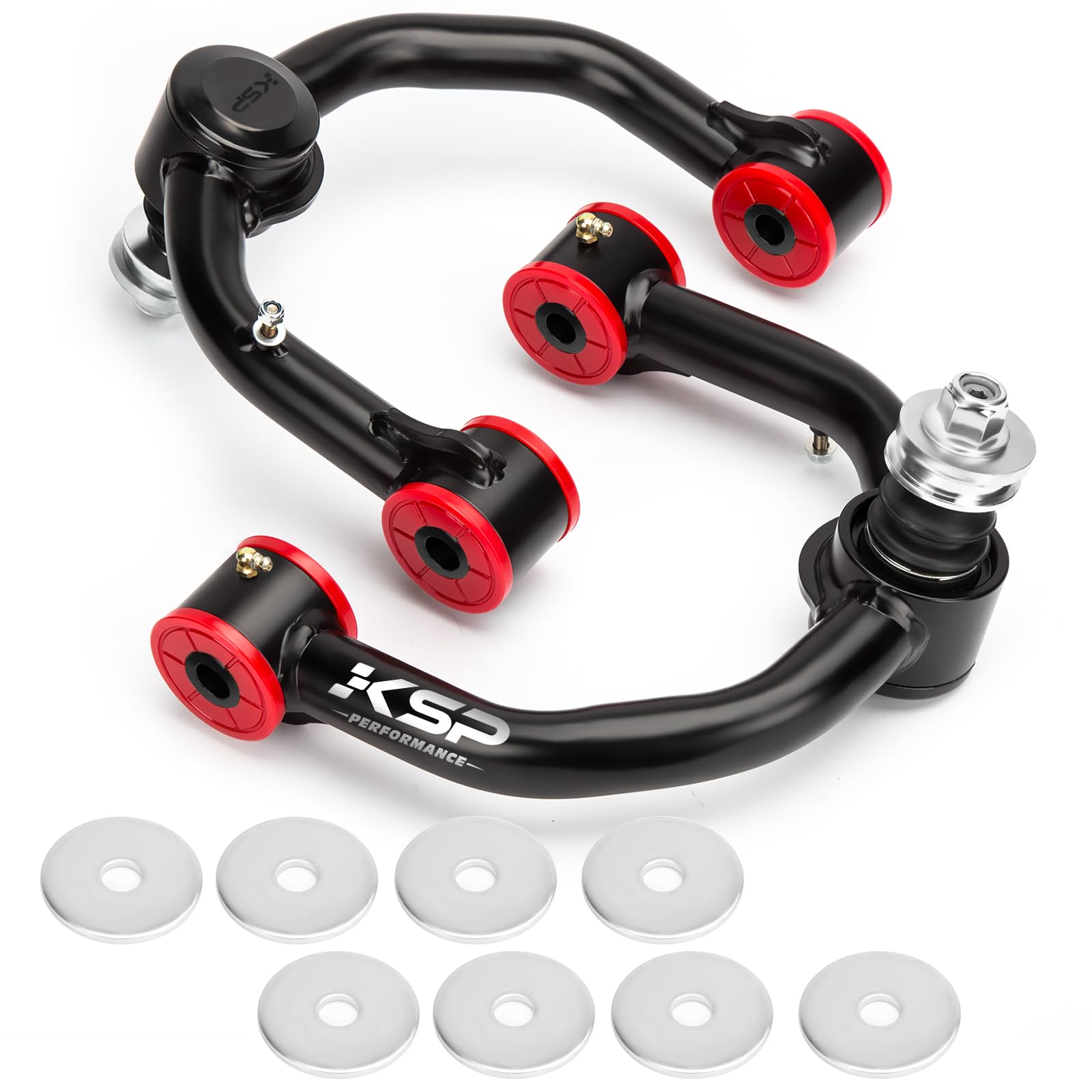 KSP PERFORMANCE Front Upper Control Arms for Toyota Tacoma 4Runner, 2-4 Adjustable Tubular A-Arm, Black, 1995-2002 Model, 2 PCS