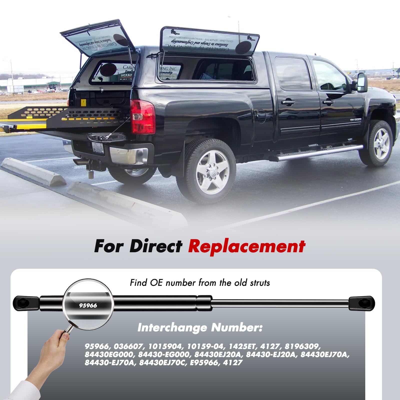 Vepagoo 95966 13 Inch 65Lb/289N Gas Shock Strut For Snugtop Leer Are Atc Camper Shell Topper Rear Window, Hydraulic Lift Support