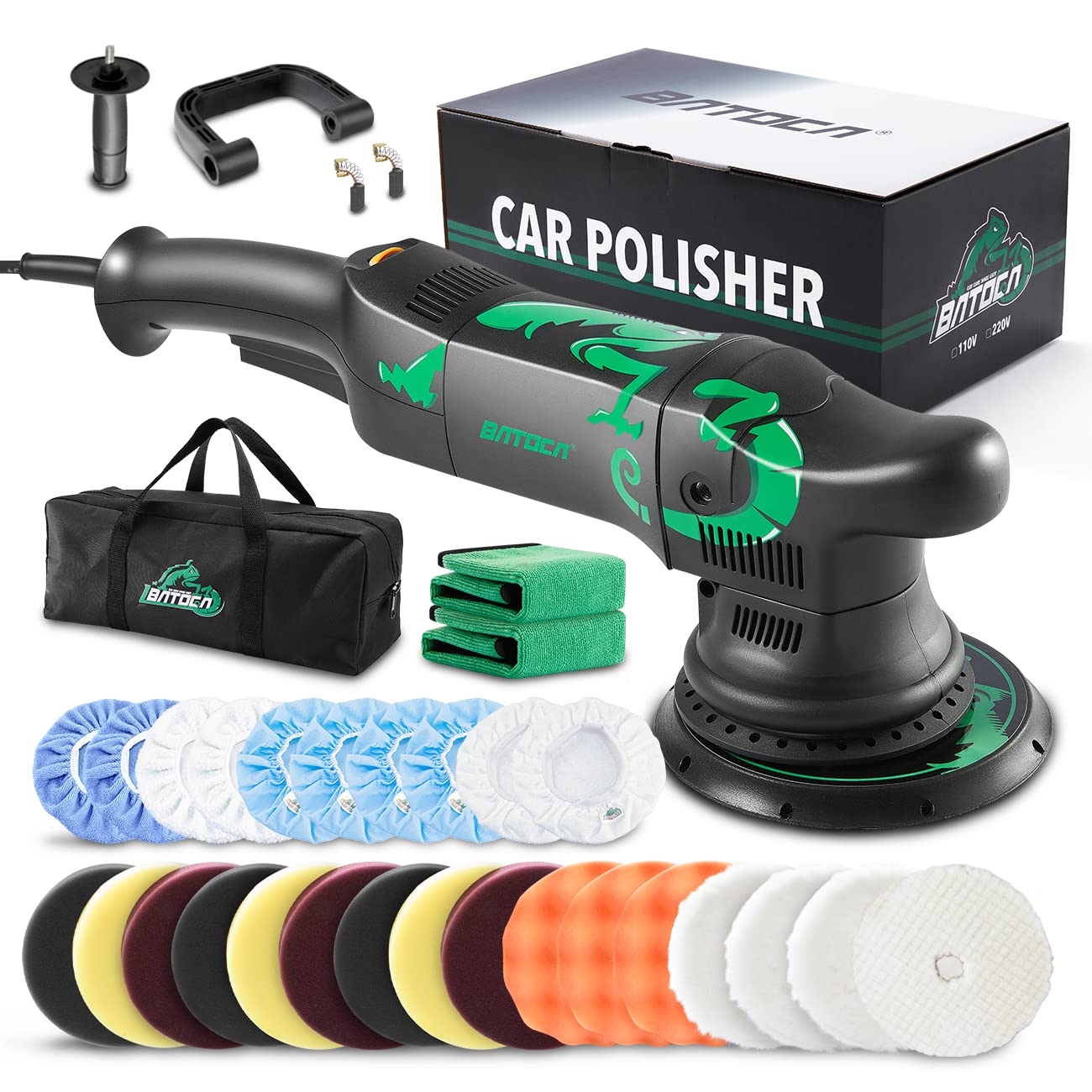 Batoca Dual Action Polisher, Auto Buffers And Polishers, Da Buffer For Car Detailing, 6 Inches And 700W Random Orbital,6 Variable Speed With Polishing Pads For Waxing,Buffing,Sanding